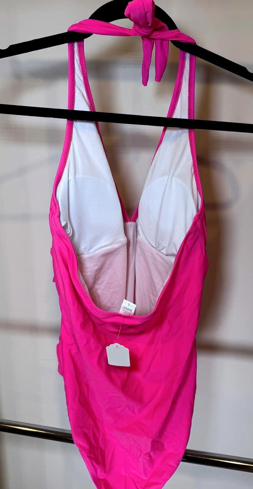 Designer Cupshe Stylish Bright Pink One-Piece Swimsuit - Size L Size ONE SIZE - 2 Thumbnail