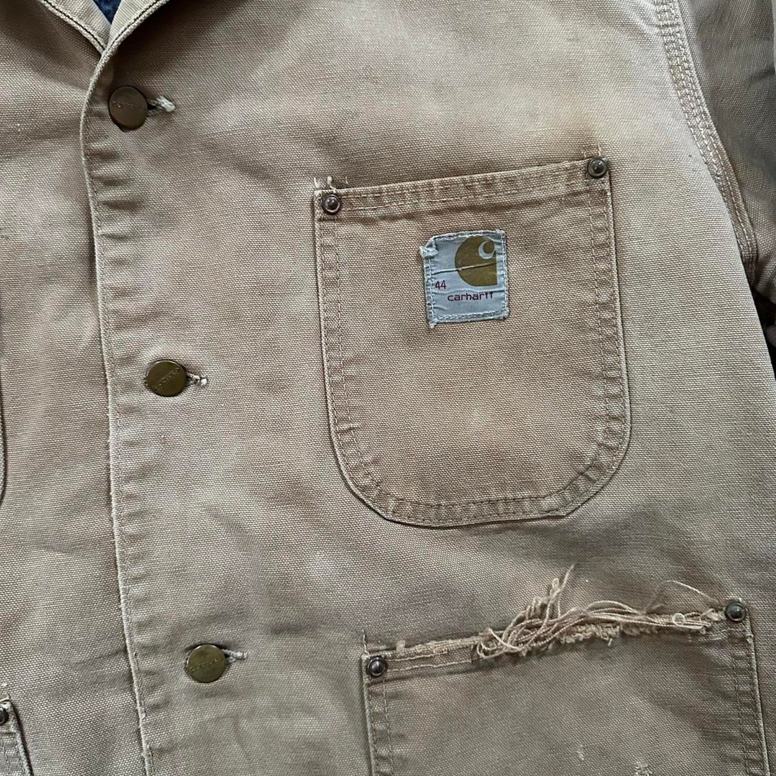 Carhartt Vintage 70s Carhartt Hooded Button Up Jacket Distressed L/XL Size US XL / EU 56 / 4 - 6 Thumbnail