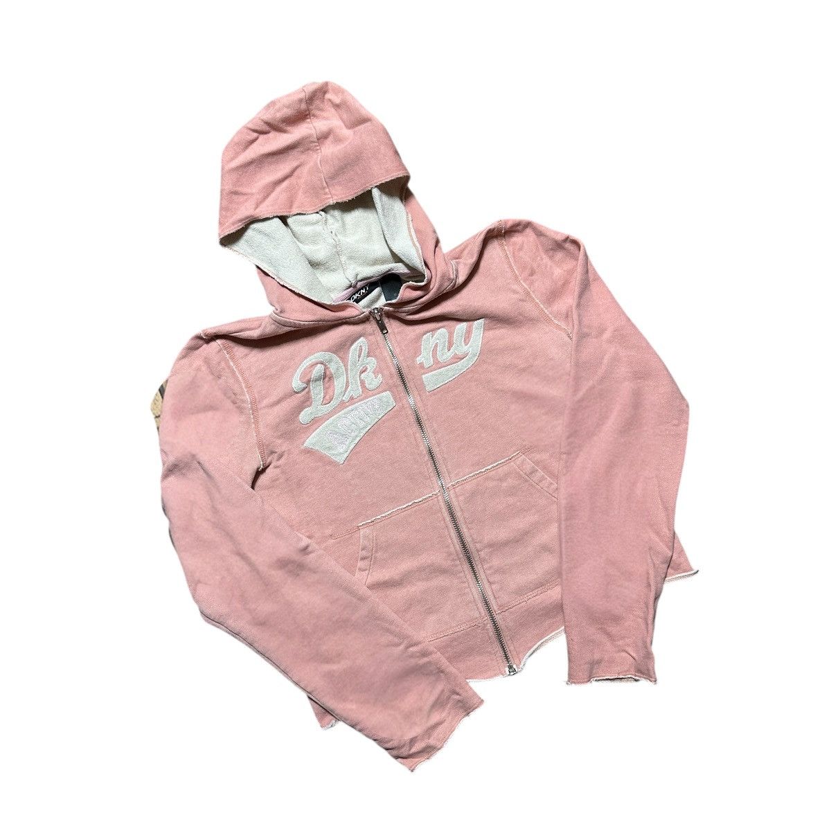DKNY Women Y2K DKNY Pink Spellout Full Zip Hoodie Size M / US 6-8 / IT 42-44 - 8 Thumbnail