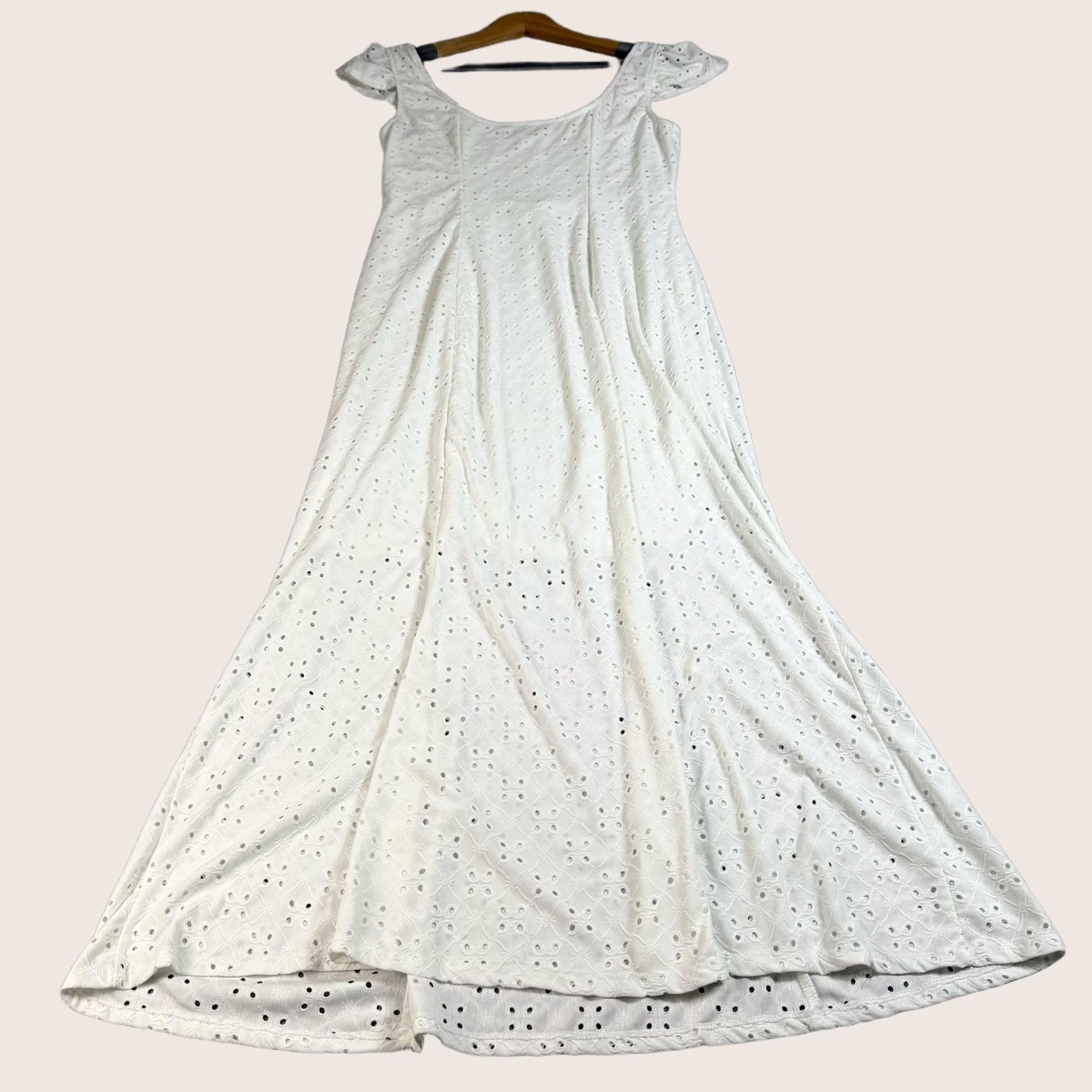 Vintage Wayf Dress Women M White Lace Eyelet Maxi Puff Sleeve Boho Cottage Coastal Size M / US 6-8 / IT 42-44 - 1 Thumbnail