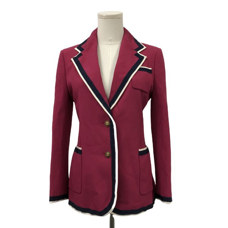 Gucci Gucci Burgundy Trimmed Blazer Size 40 Size S / US 4 / IT 40 - 1 Thumbnail