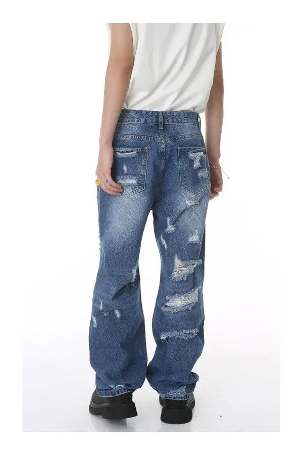 VIBE Japanese retro loose hip-hop ripped high street jeans Size US 32 / EU 48 - 4 Thumbnail
