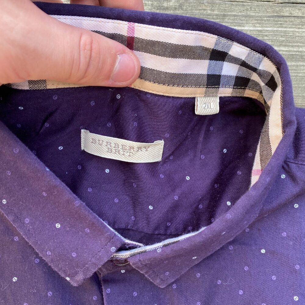 Burberry × Vintage Vintage Burberry Brit Purple Constellations Novacheck Butto Size US XXL / EU 58 / 5 - 8 Thumbnail