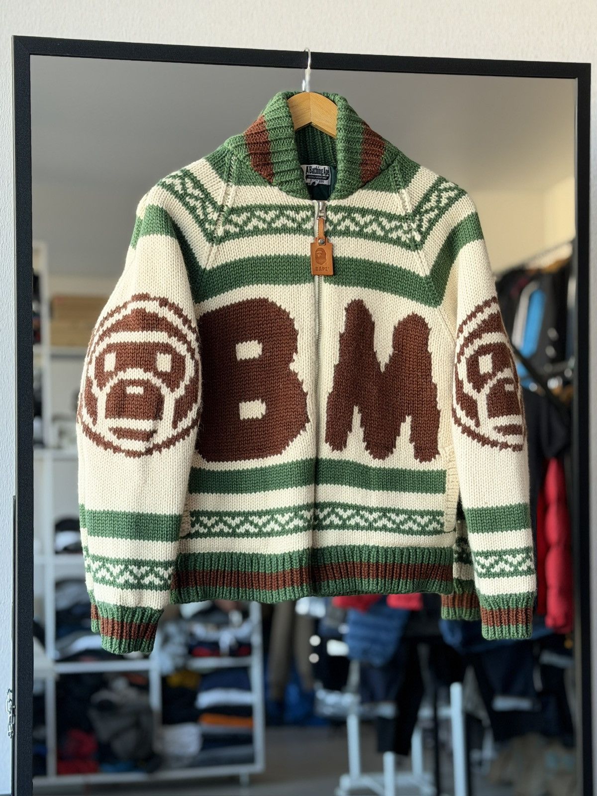 Bape A Bathing Ape BAPE BABY MILO Cowichan Knit Jacket Wool Size US S / EU 44-46 / 1 - 1 Thumbnail
