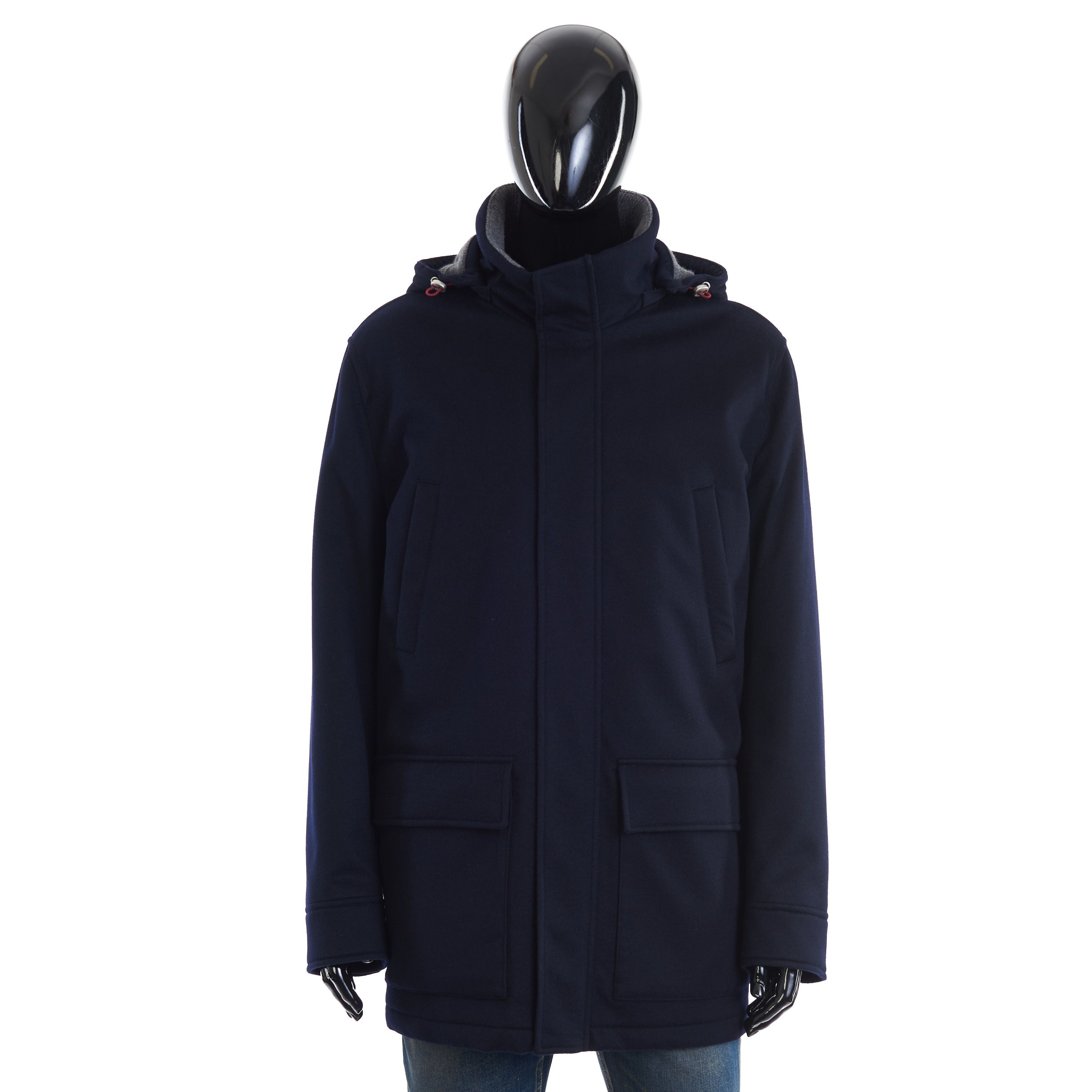 Bonded Cashmere Beaver Cloth Parka Detachable Hood
