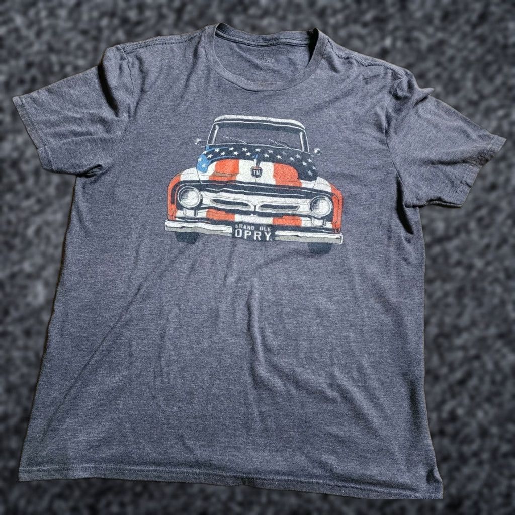 Vintage Grand Ole Opry Mens Large Graphic Tee Truck USA Flag Nashville Country Music Blue 2000s Size US L / EU 52-54 / 3 - 1 Thumbnail