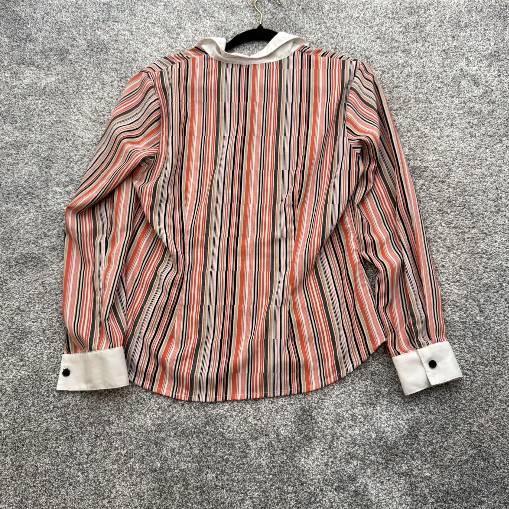 Vintage Notations Stretch Button Down Top Sz M Office Chic Striped Preppy Classic Retro Size M / US 6-8 / IT 42-44 - 5 Thumbnail
