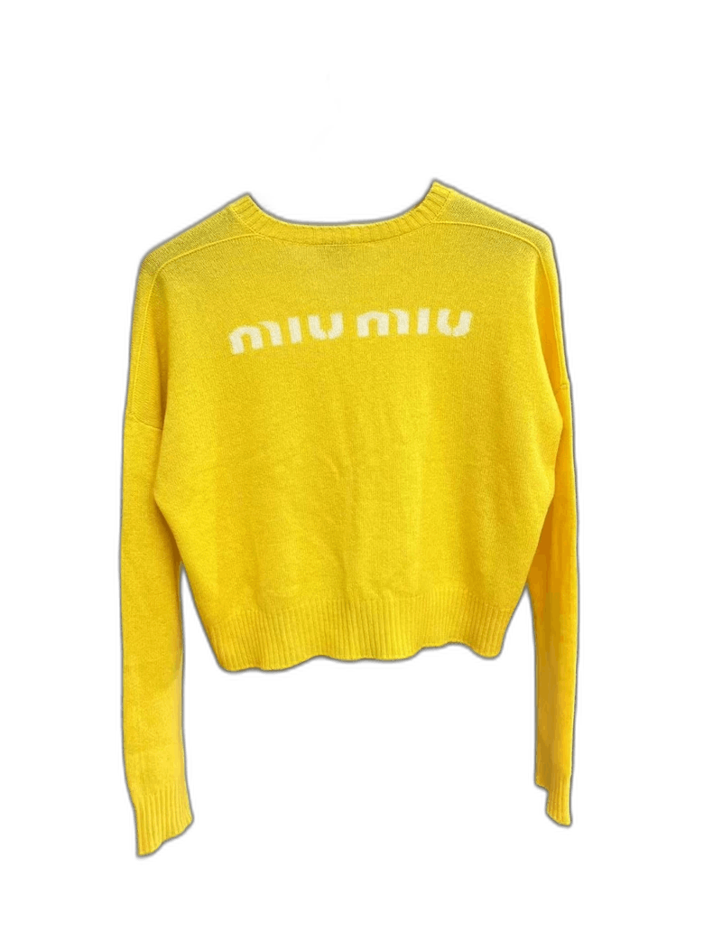 Miu Miu Miu Miu yellow back logo cashmere sweater Size US M / EU 48-50 / 2 - 1 Thumbnail