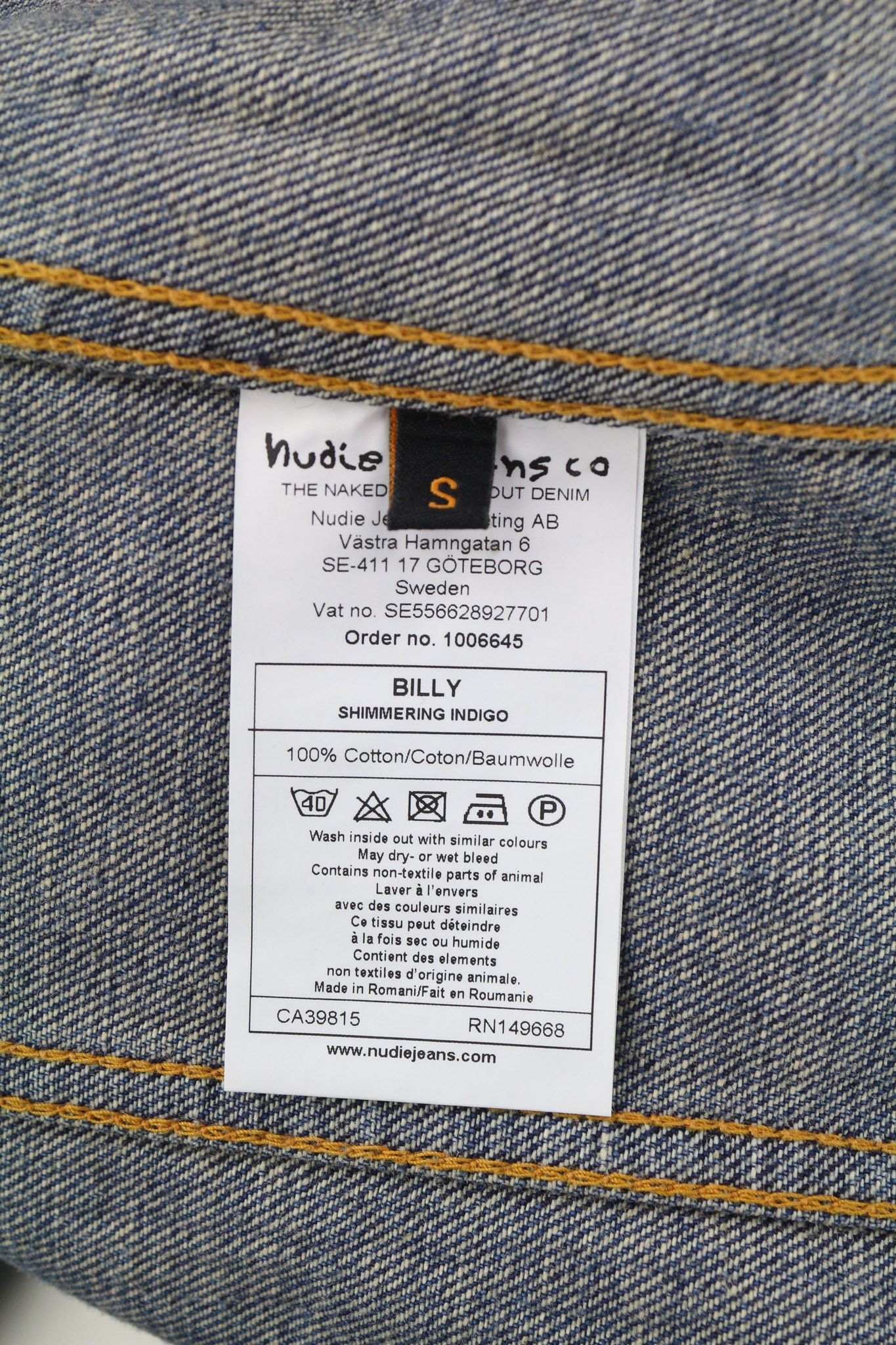 Nudie Jeans BILLY S Shimmering Indigo Ripped Denim Logo Jacket 82490 Size US S / EU 44-46 / 1 - 7 Thumbnail