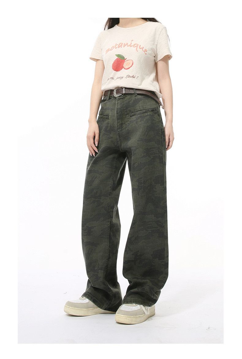 Japanese Brand × Jean High street washed camouflage straight cargo jeans y2k Size US 32 / EU 48 - 2 Thumbnail