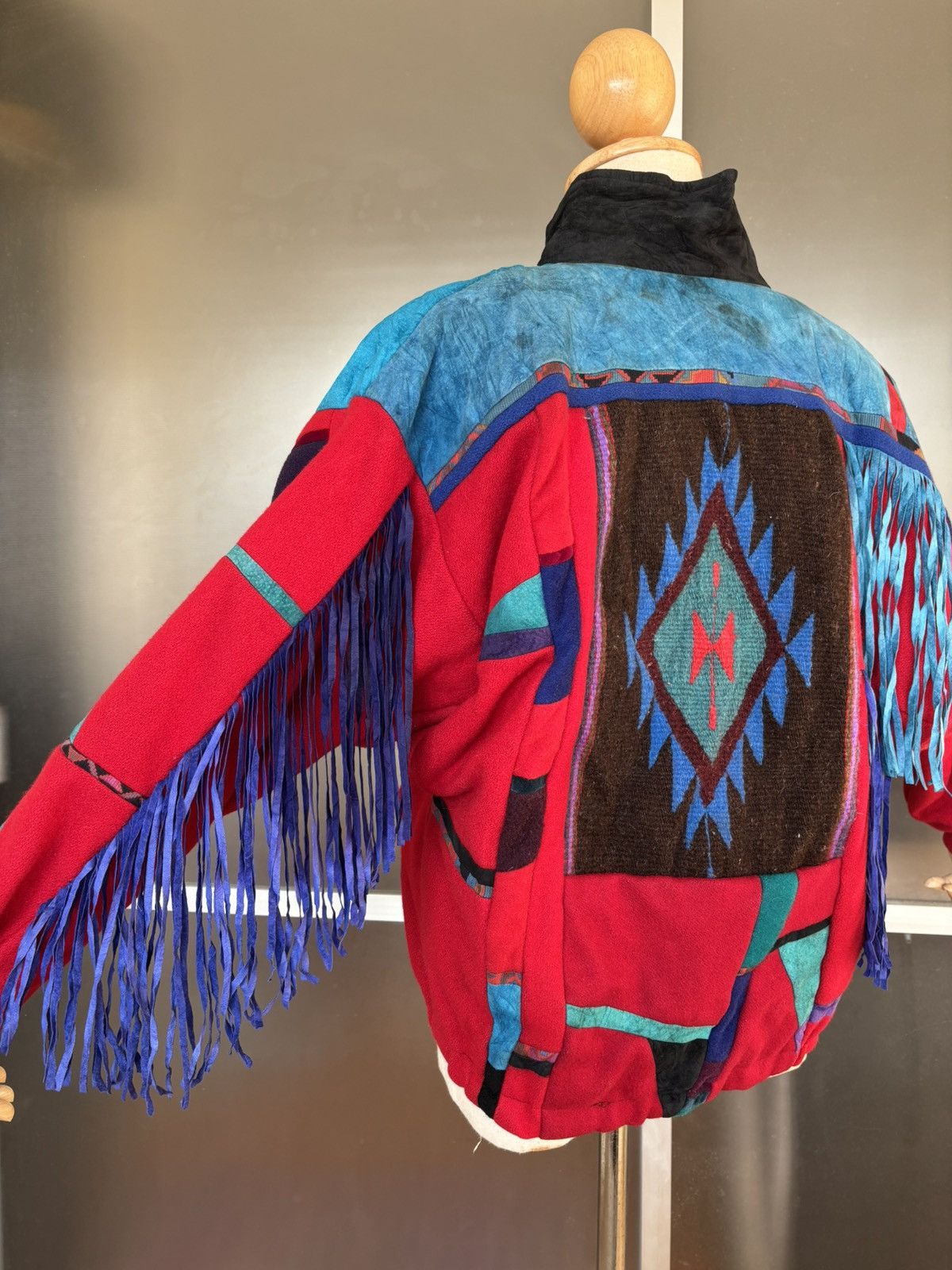 Designer × Vintage Santa Fe Re-creations 90s Suede Patchwork Fringe Jacket Size M / US 6-8 / IT 42-44 - 11 Thumbnail