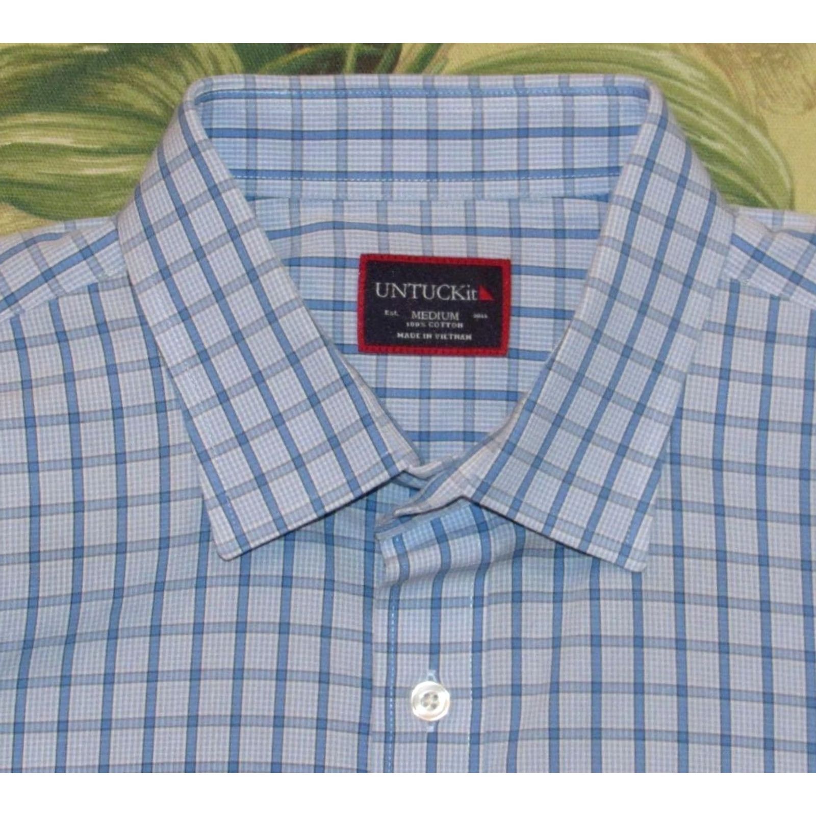 UNTUCKit UNTUCKIT Blue Plaid Long Sleeve Button Down Shirt Medium M Mens Shirt XS? Size US M / EU 48-50 / 2 - 2 Thumbnail