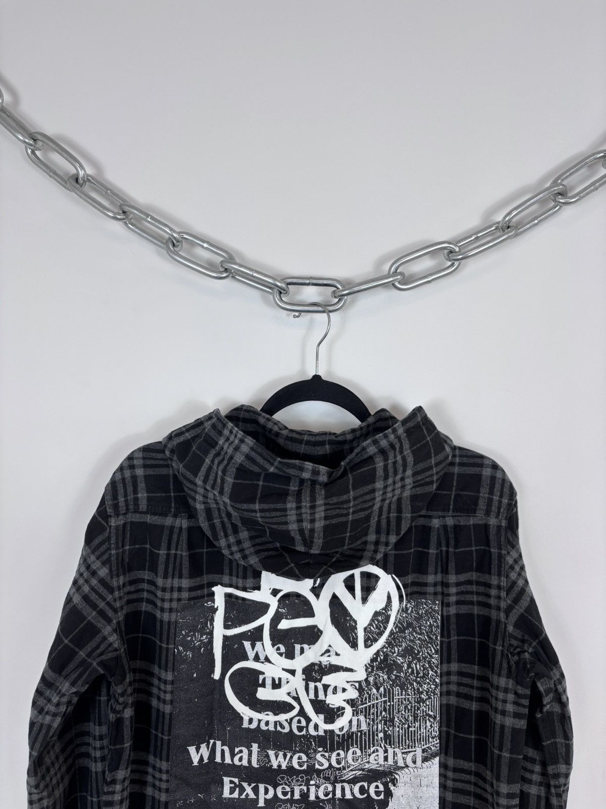 thisisneverthat thisisneverthat Grey/Black Plaid Check Hooded Flannel Shirt Size US S / EU 44-46 / 1 - 14 Thumbnail