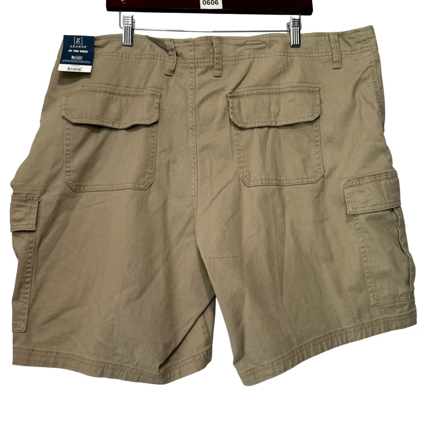 George George Cargo Shorts Tan Stretch Twill Utility Gorpcore HIking Men 46 Big & Tall 12in Inseam Beige Stone Wash 6-Pocket Casual Workwear Shorts Mens Size US 30 / EU 46 - 2 Thumbnail
