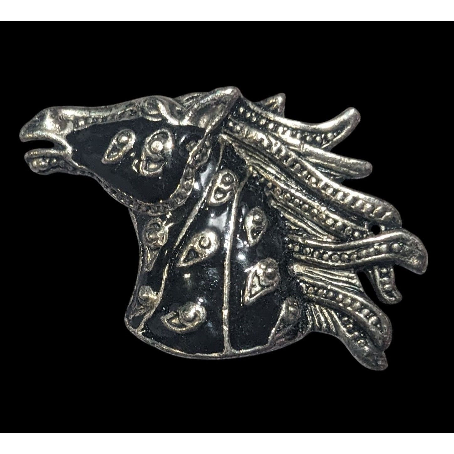 Other Vintage Horse Head Black And Silver Tone Brooch/Pendant Size ONE SIZE - 1 Thumbnail