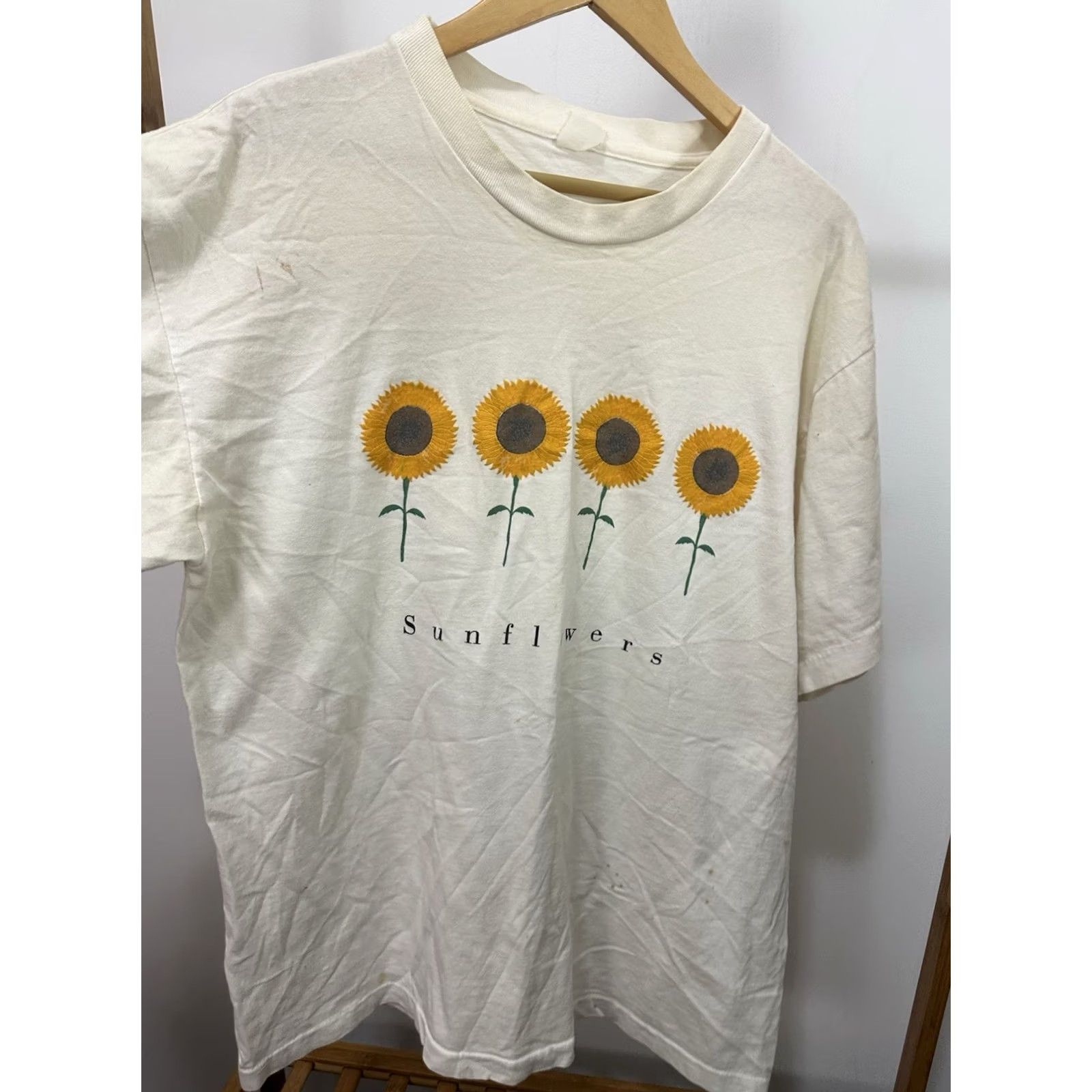 Sunflower VINTAGE 90s Yellow Sunflower Art Flower Flowy Oversized Cotton T-Shirt XL Mens Size US XL / EU 56 / 4 - 5 Thumbnail