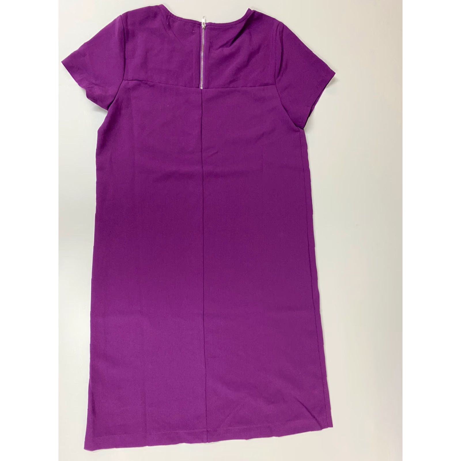 Vintage Chelsea28 Dress Womens XS Purple Short Sleeve Casual Fit & Flare Crew Neck Polyester Woven Ruffle Holiday Winter Floral Short dress Size 26" / US 2 / IT 38 - 6 Thumbnail