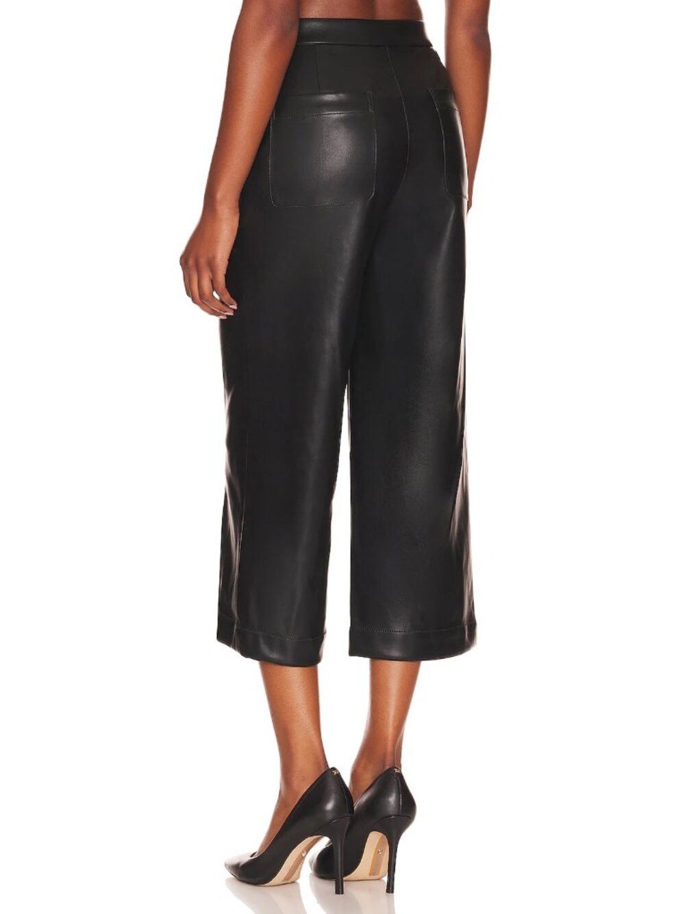 Bcbgmaxazria NWT New $228 BCBGMaxAzria High-Rise Cropped Black Faux Leat Size 26" / US 2 / IT 38 - 3 Thumbnail