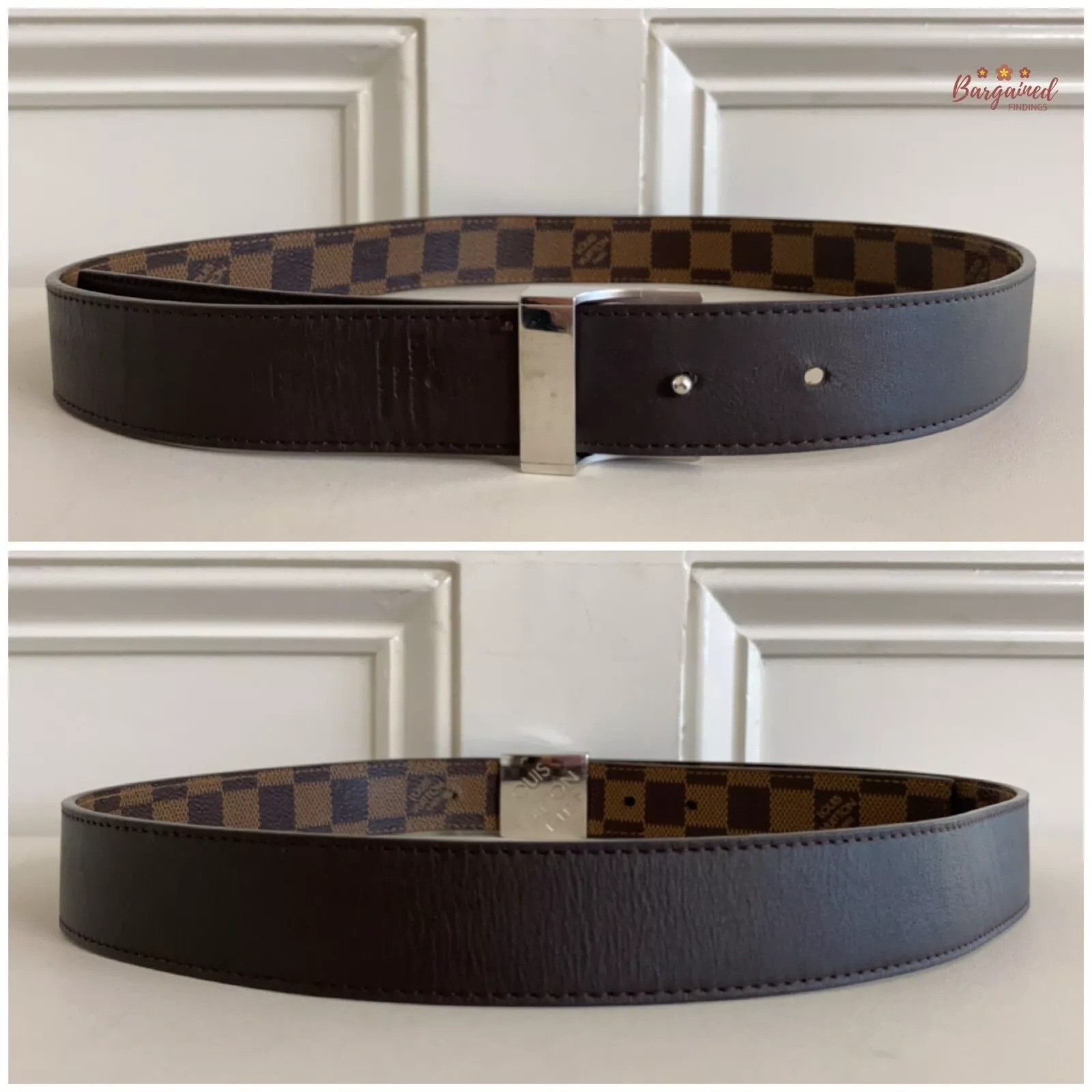 Louis Vuitton Louis Vuitton Damier Coated Leather Silver Buckle Belt Size 28 - 3 Thumbnail