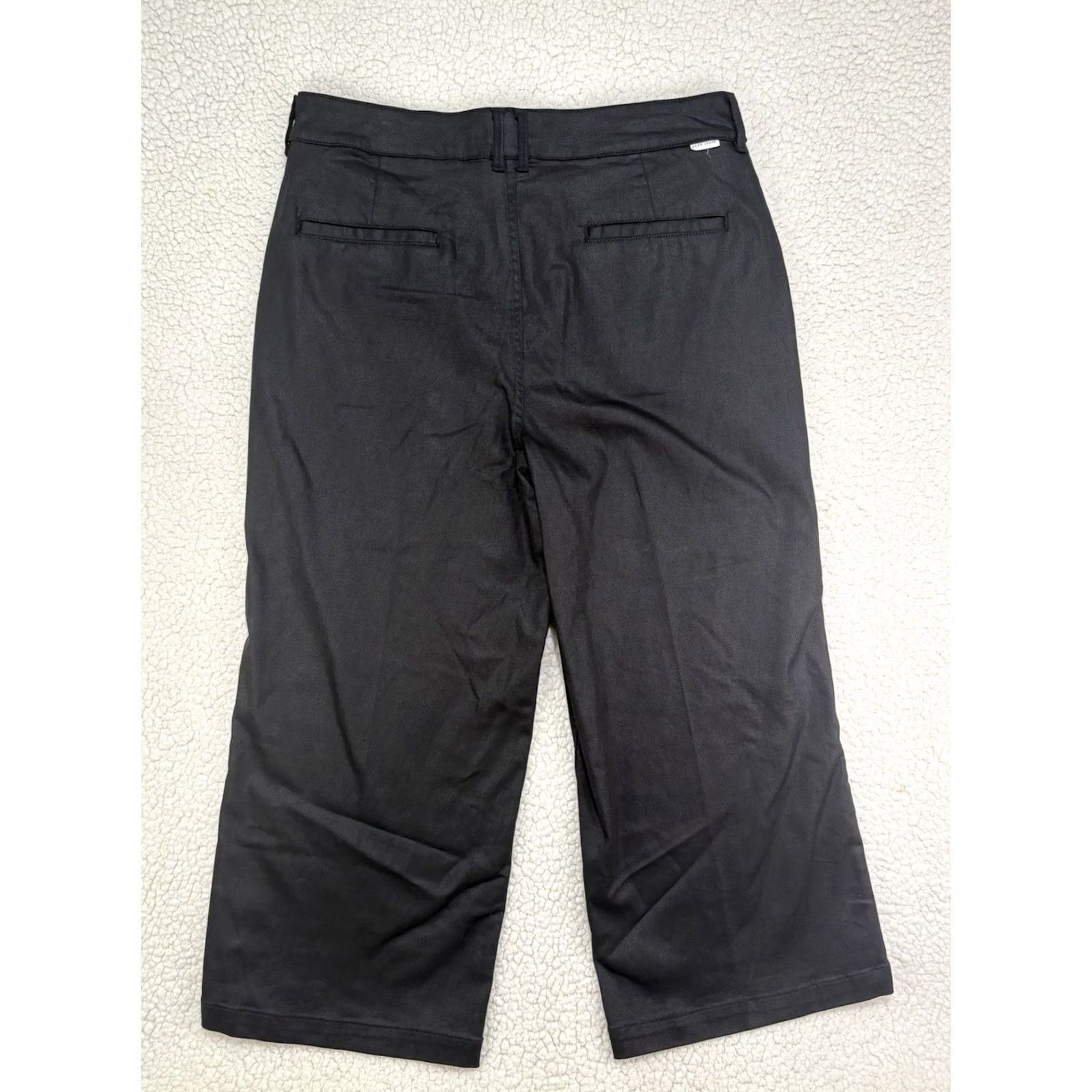 Vintage Dear John Jeans Womens Wide-Leg Black 33 High Rise Cropped Stretch Denim Cotton Blend Spandex Pocket 80s 90s Classic Modern Size 24" / US 00 / IT 34 - 7 Thumbnail