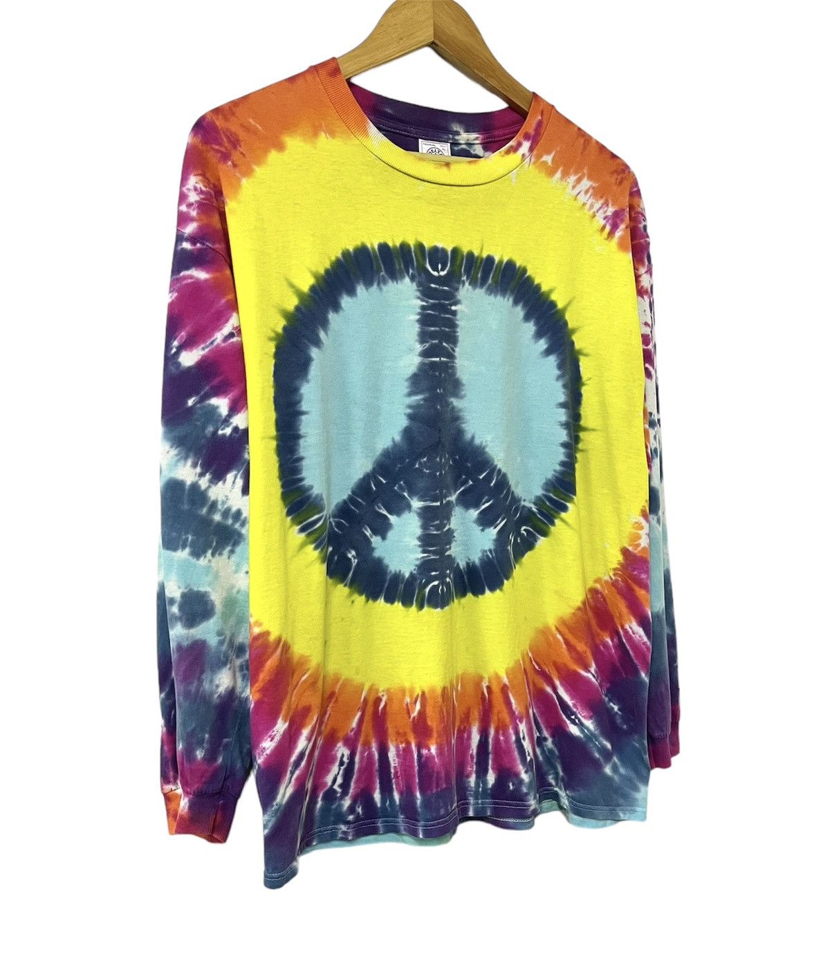 Vintage VINTAGE 00s PEACE SIGN HIPPIE TIE DYE JOHN LENNON SHIRT Size US XL / EU 56 / 4 - 2 Thumbnail
