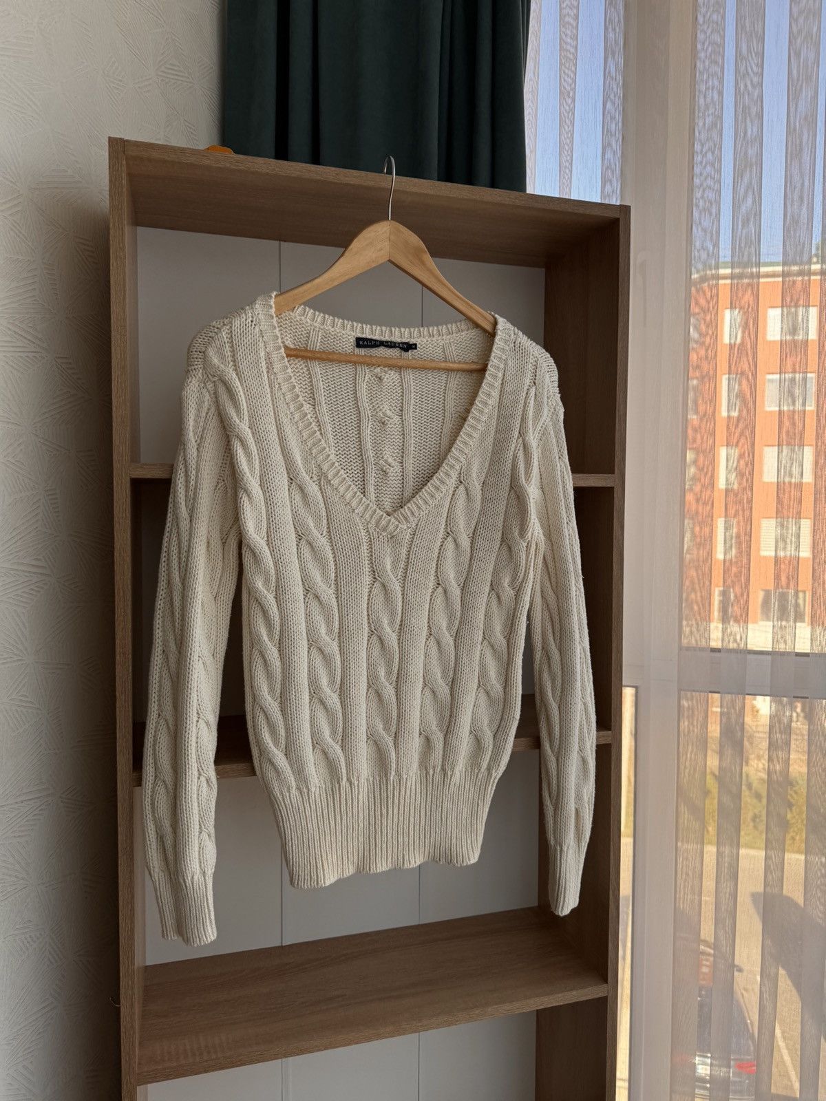 Polo Ralph Lauren × Ralph Lauren × Vintage Vintage Lauren Ralph Lauren W’ Beige Cable Knit Sweater Size M / US 6-8 / IT 42-44 - 2 Thumbnail