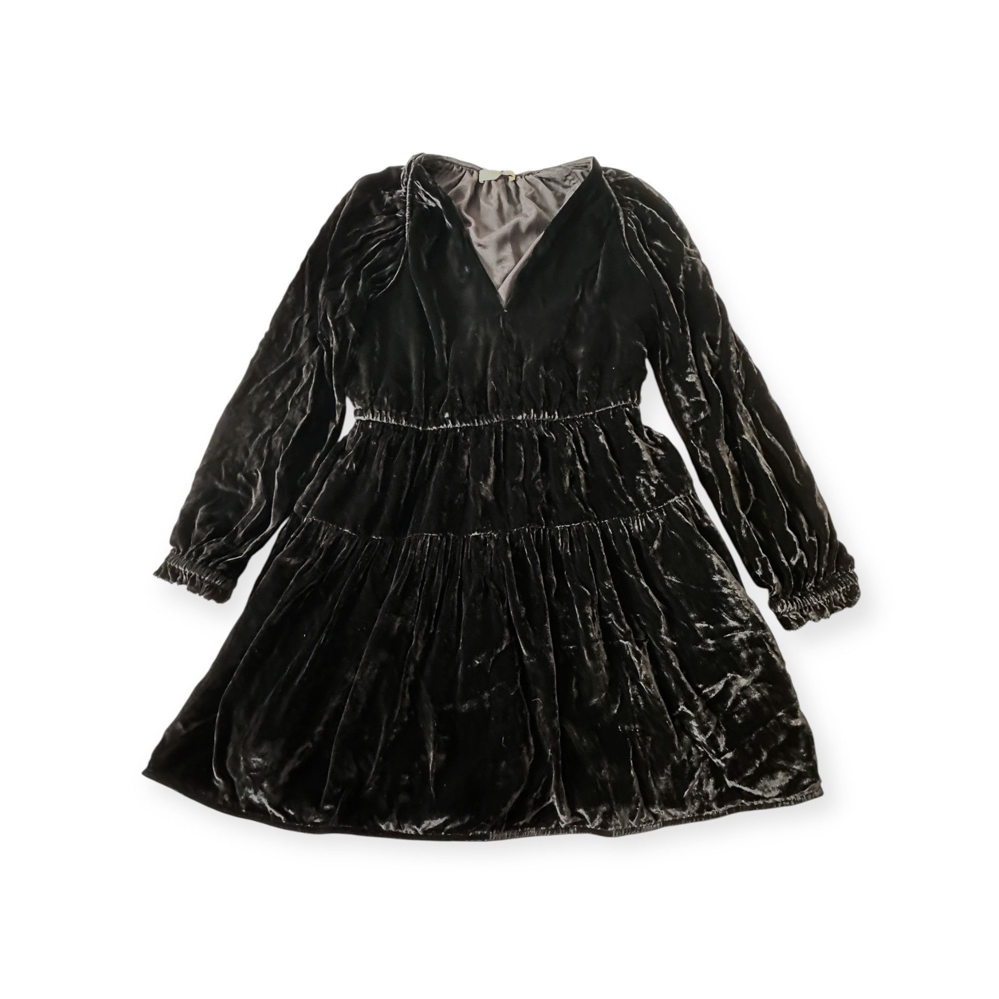 Ulla Johnson ULLA JOHNSON Audrey Tiered Puff-sleeve Velvet Mini Dress In Size S / US 4 / IT 40 - 4 Thumbnail