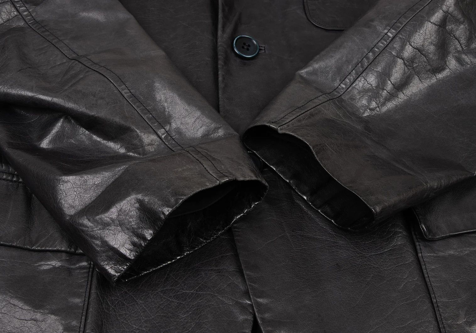 Issey Miyake Charcoal Cow Leather Tailored Jacket Size M Size US M / EU 48-50 / 2 - 10 Thumbnail