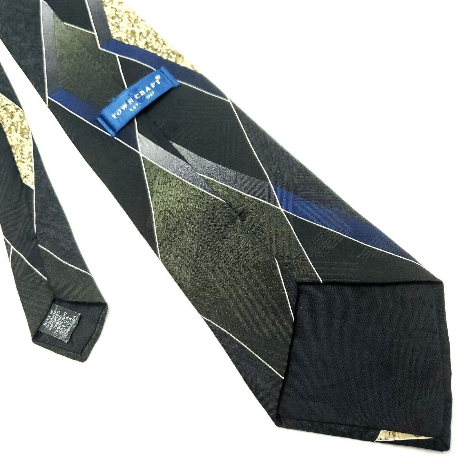 Towncraft Towncraft Silk Tie Woven Green Abstract Size ONE SIZE - 3 Thumbnail