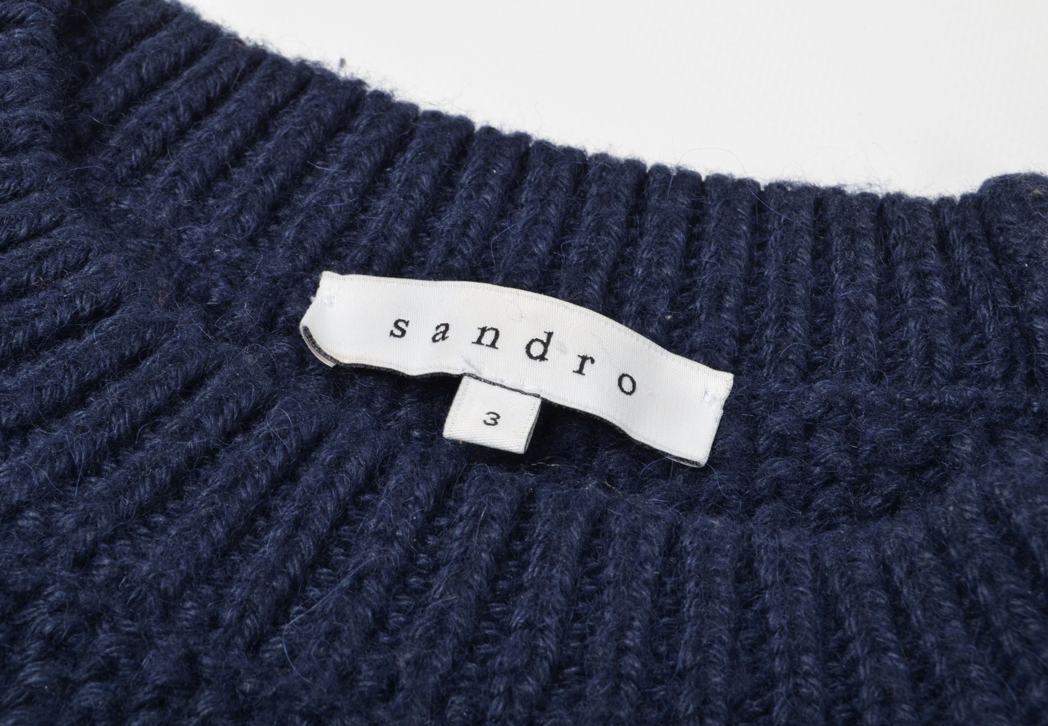 Sandro Sandro Paris Alpaca Blend Navy Chunky Knit Sweater Size US L / EU 52-54 / 3 - 5 Thumbnail