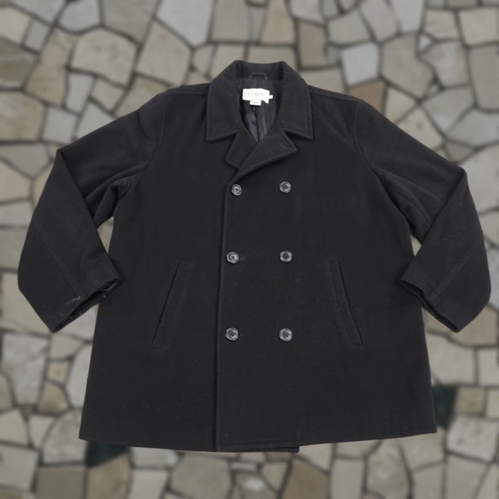 J.Crew VINTAGE J.CREW Mens XL Pea Coat Wool Blend Double Breasted Winter Lined Black Outer Shell Clothing Size US XL / EU 56 / 4 - 1 Thumbnail