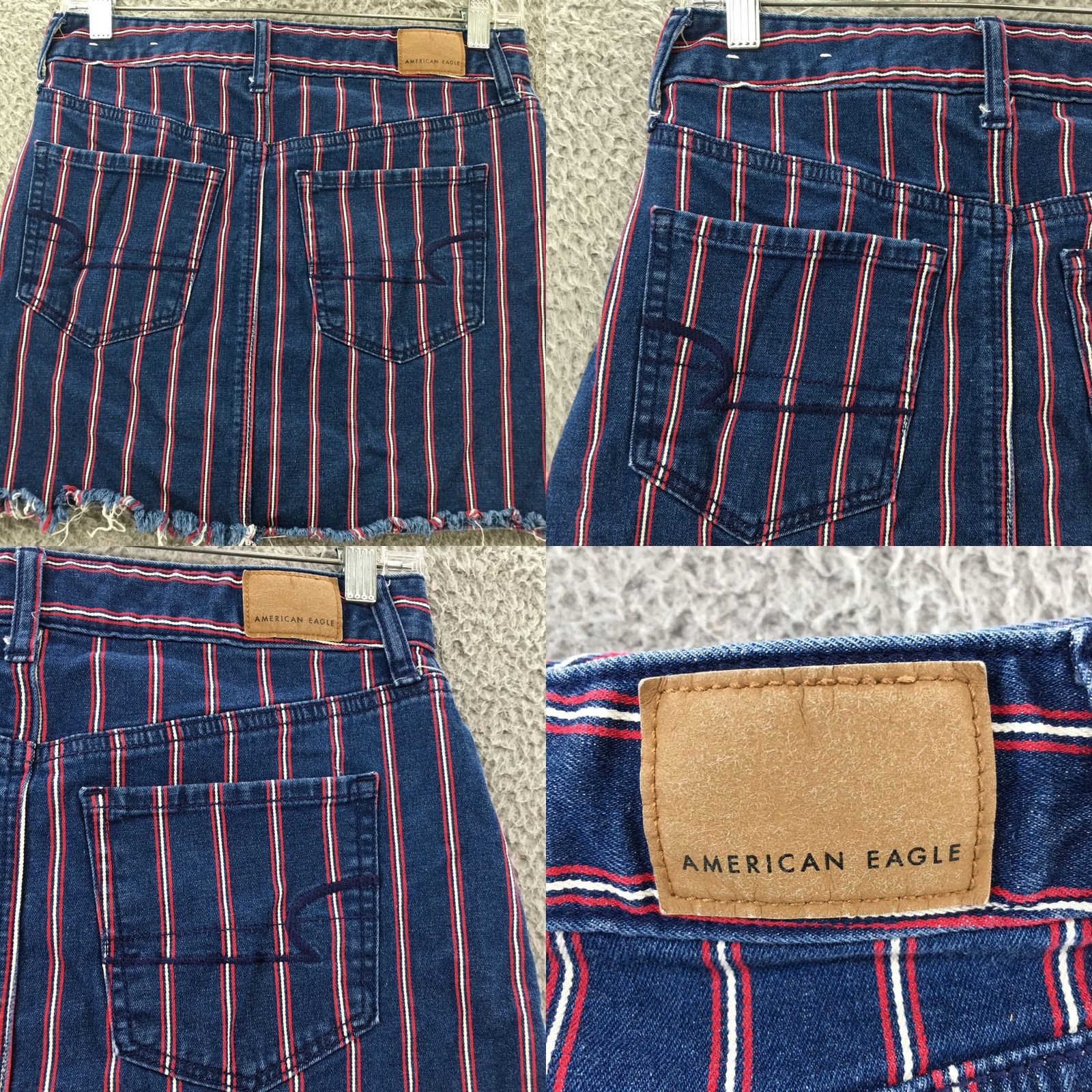 American Eagle Outfitters American Eagle Outfitters Skirt Womens 4 A-Line Denim Zip Blue Striped Short 29x14 Size 27" / US 4 / IT 40 - 9 Thumbnail