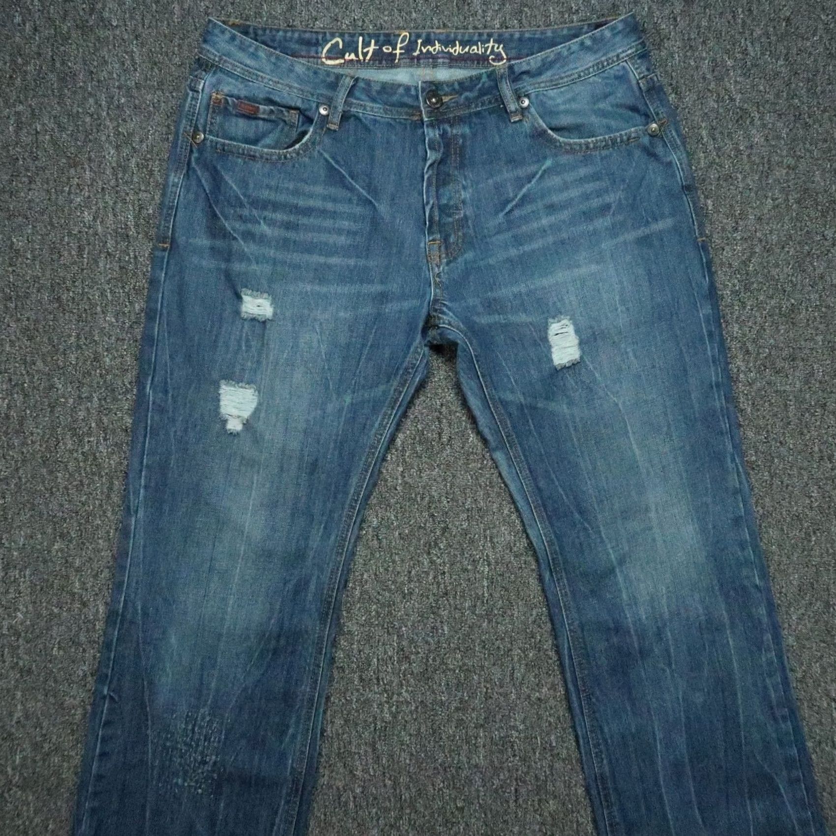 Cult Of Individuality Cult Of Individuality Jeans Mens 38x34 Blue Hagen Straight Leg Distressed Size US 38 / EU 54 - 2 Thumbnail