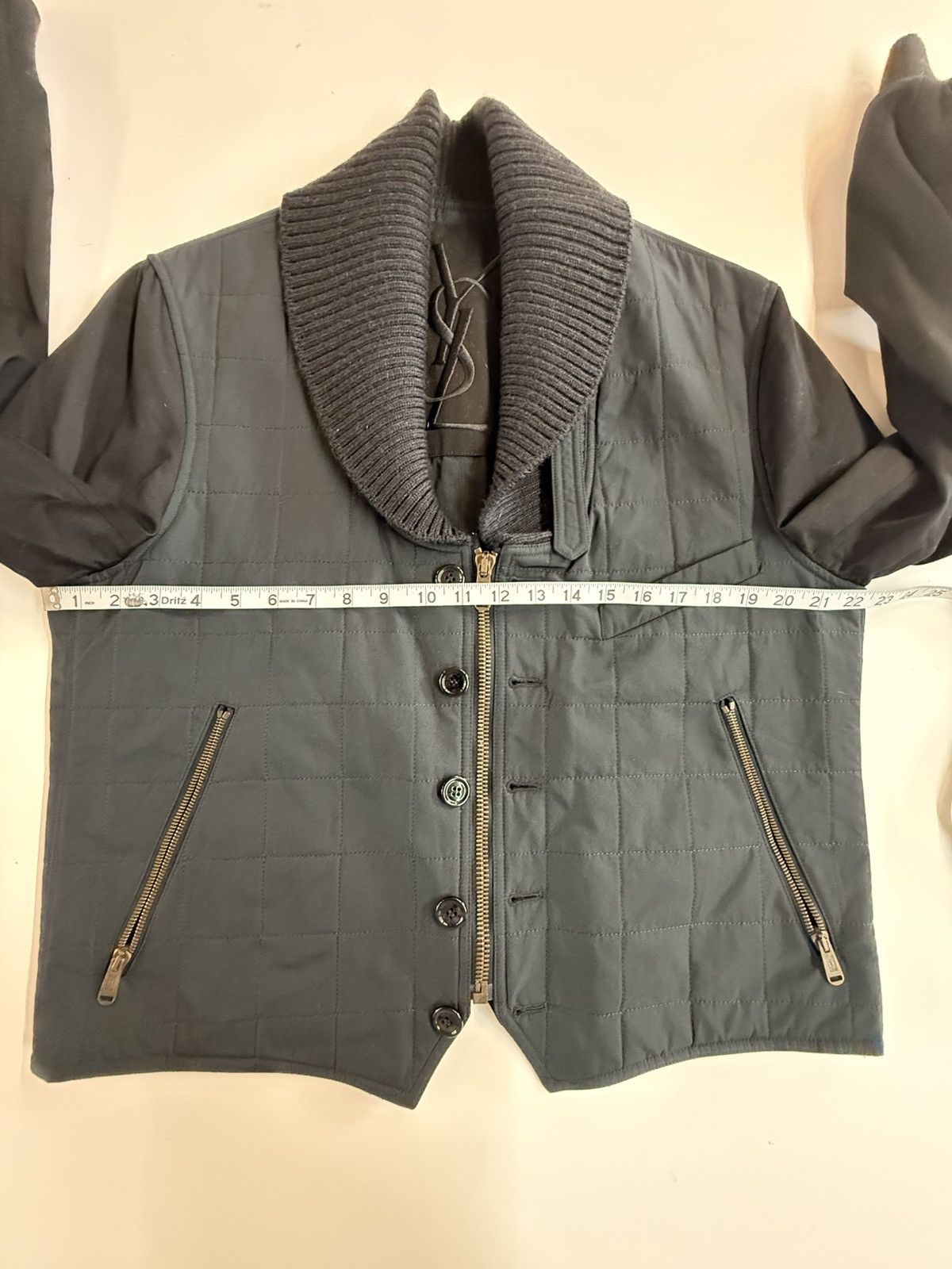 Yves Saint Laurent YSL Quilted Hybrid Bomber Jacket - Slate/Black - Size 54 Size US L / EU 52-54 / 3 - 21 Thumbnail