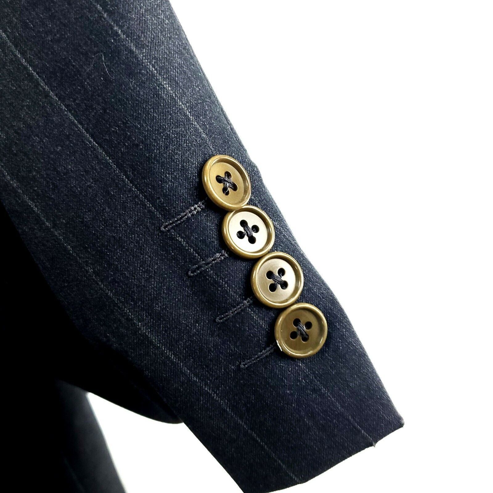 Ermenegildo Zegna Ermenegildo Zegna 44L 2 Button Super 100s Wool Striped Gray Size 44L - 4 Thumbnail