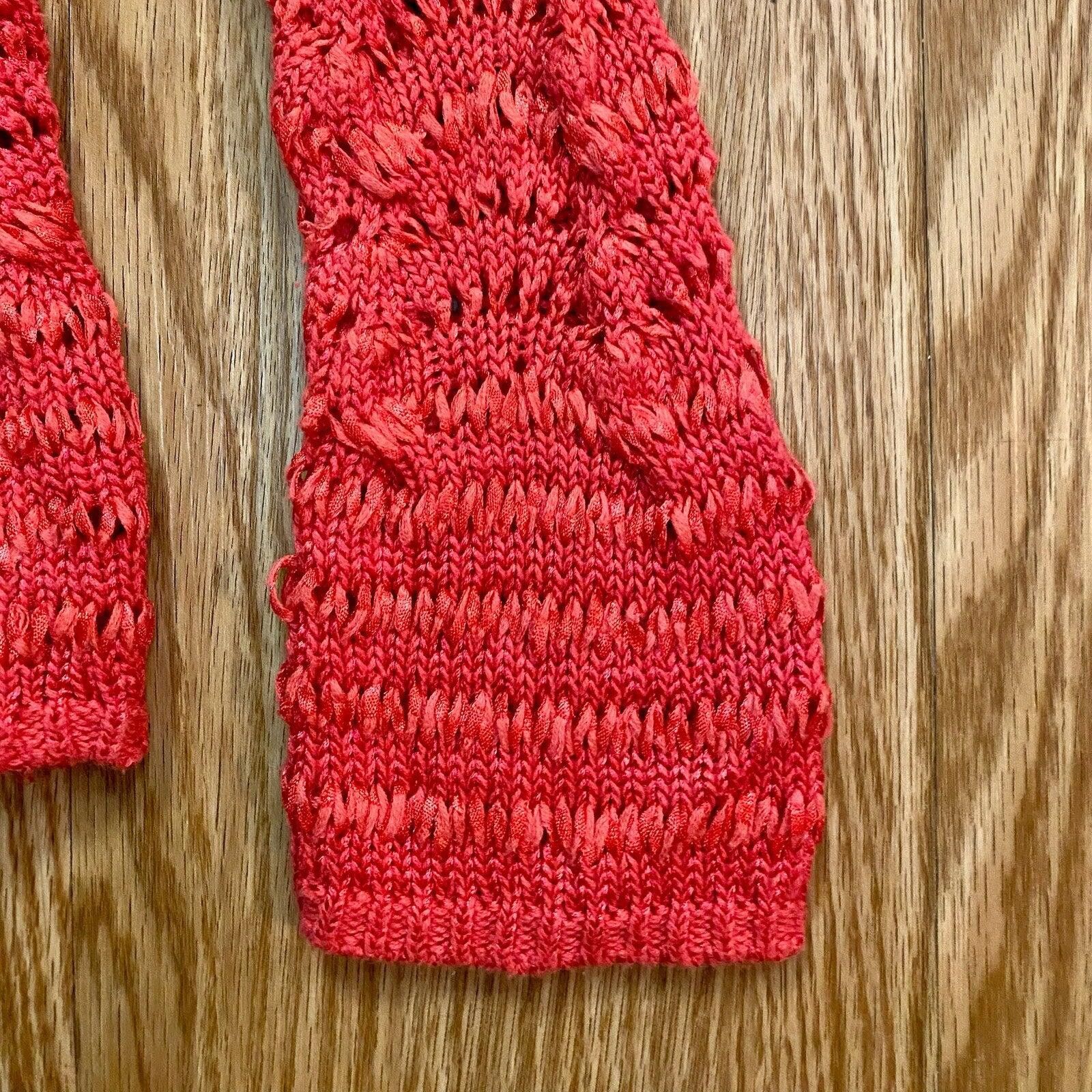 Chicos Chicos Bright Red Crochet Knit Sweater Top Womens 1 Medium Size M / US 6-8 / IT 42-44 - 5 Thumbnail