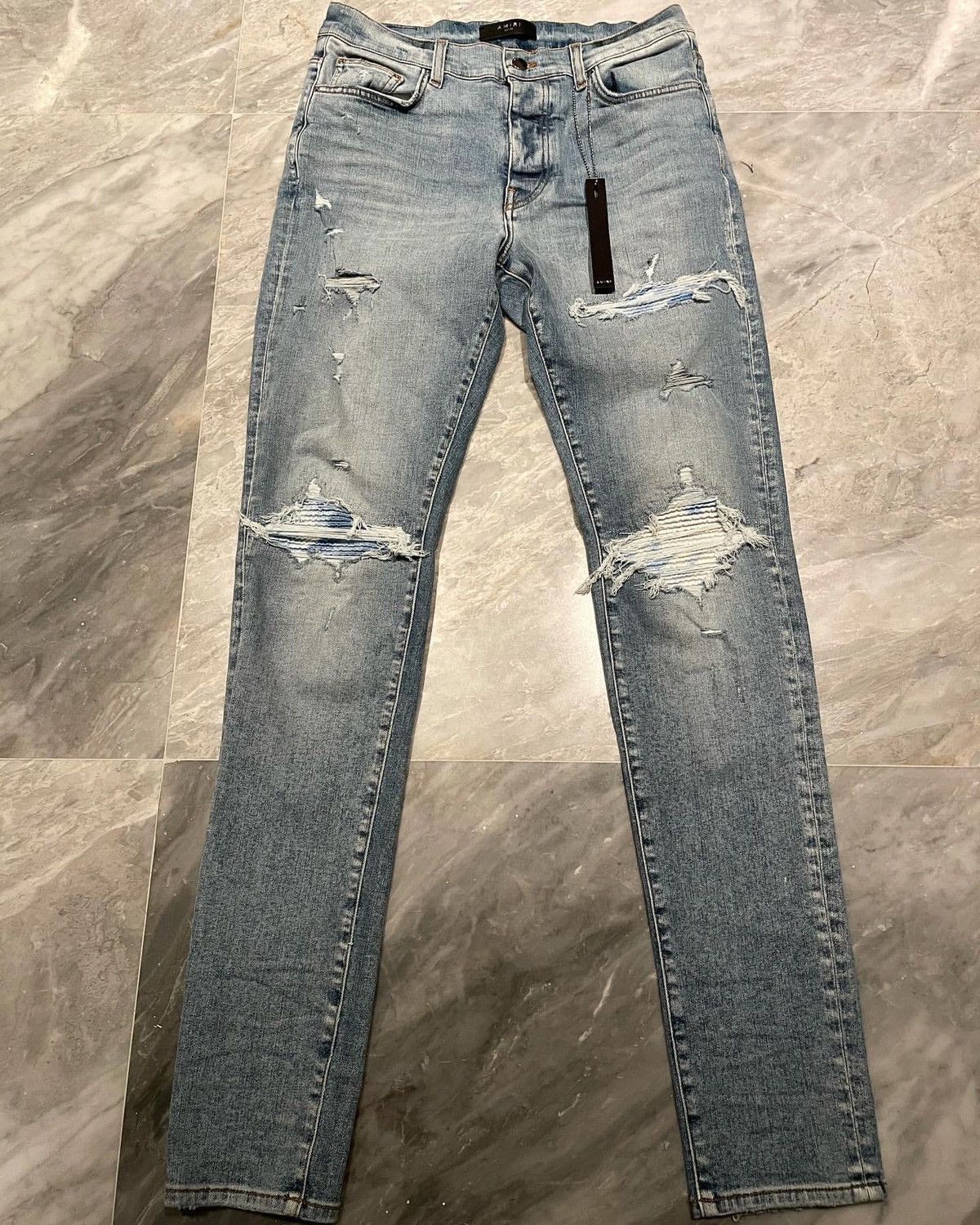 Image of Sz33,34 Amiri Light Indigo Watercolor Mx1 Jeans in Blue, Men's