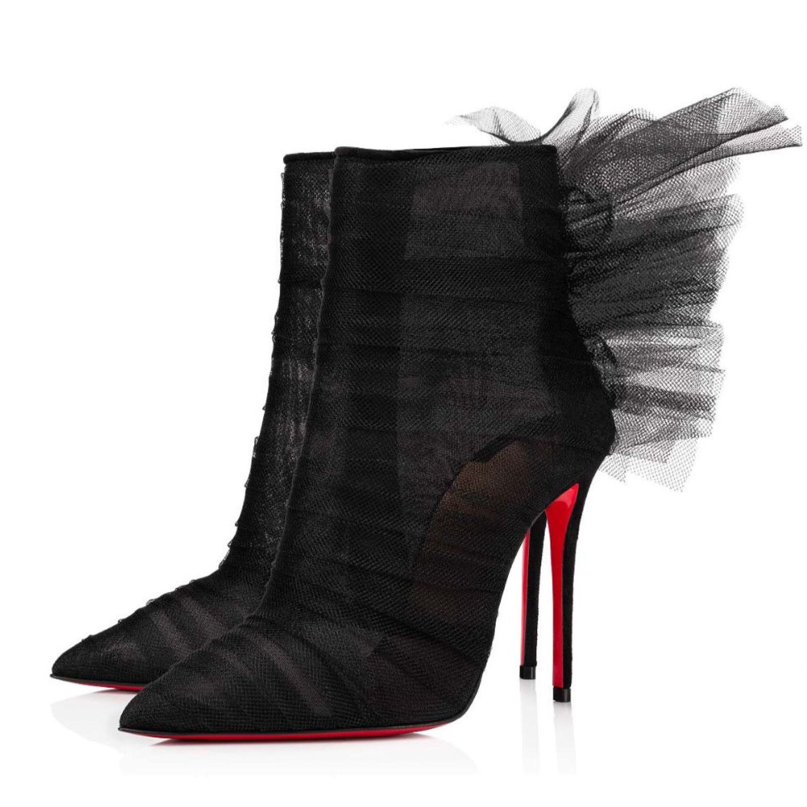 Christian Louboutin Christian Louboutin Libellibooty 100 Black Mesh Tulle Size US 10 / IT 40 - 12 Thumbnail