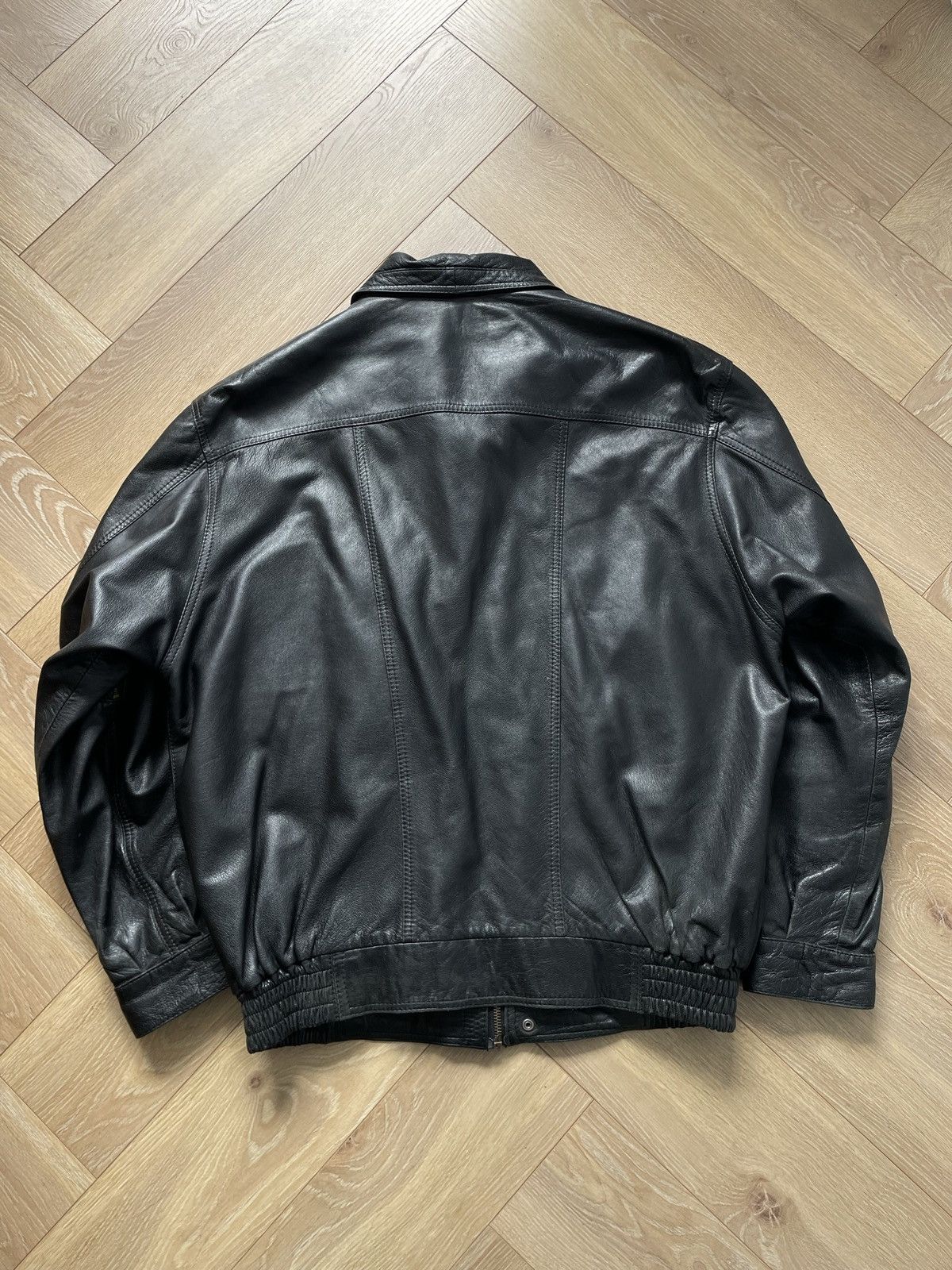 Vintage Vintage Y2k Black Real Leather Zip Bomber Jacket Avant Garde Size US XL / EU 56 / 4 - 7 Thumbnail