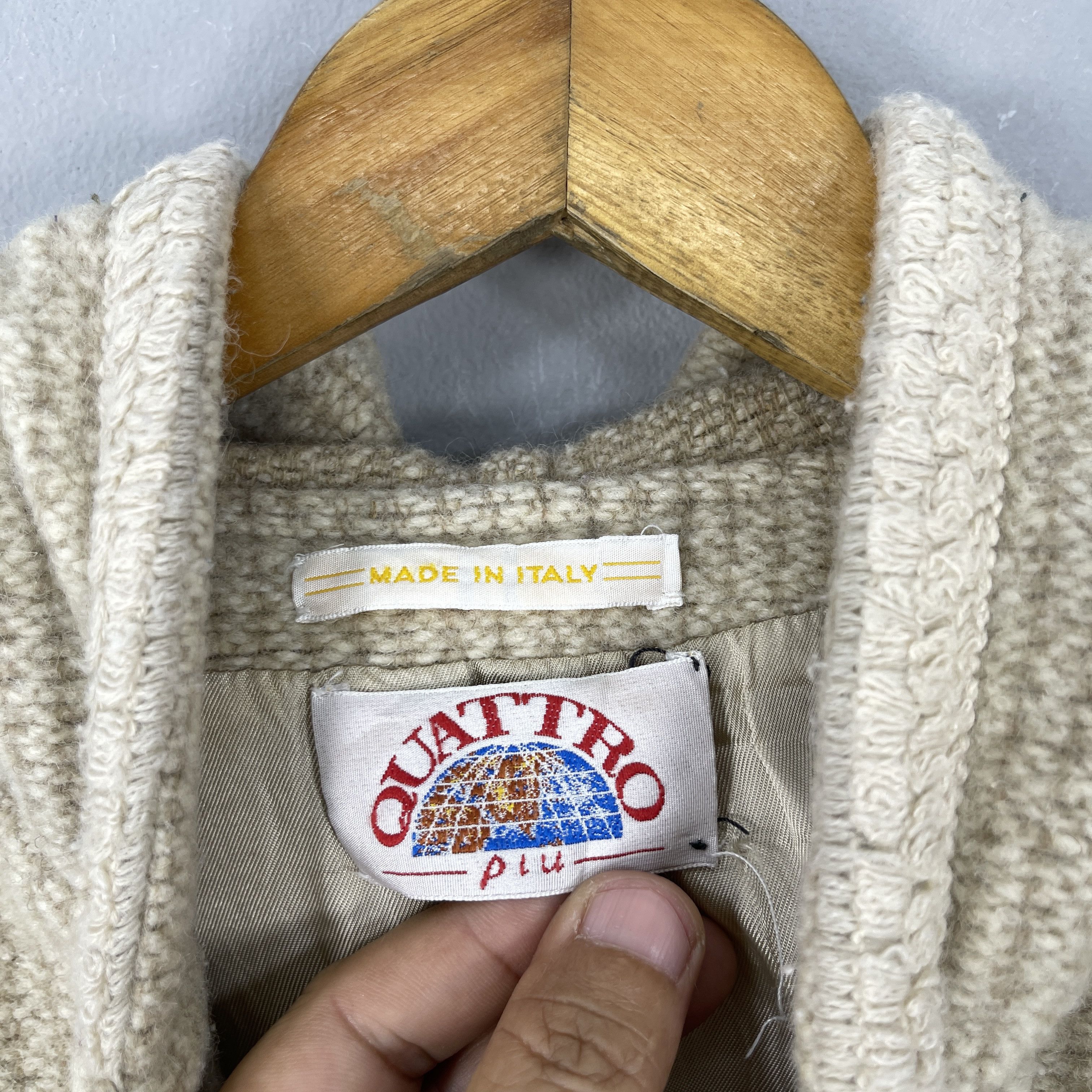 Japanese Brand Vintage 1990s QUATTRO PIU Heavy Knitted Long Coat Size US L / EU 52-54 / 3 - 4 Thumbnail