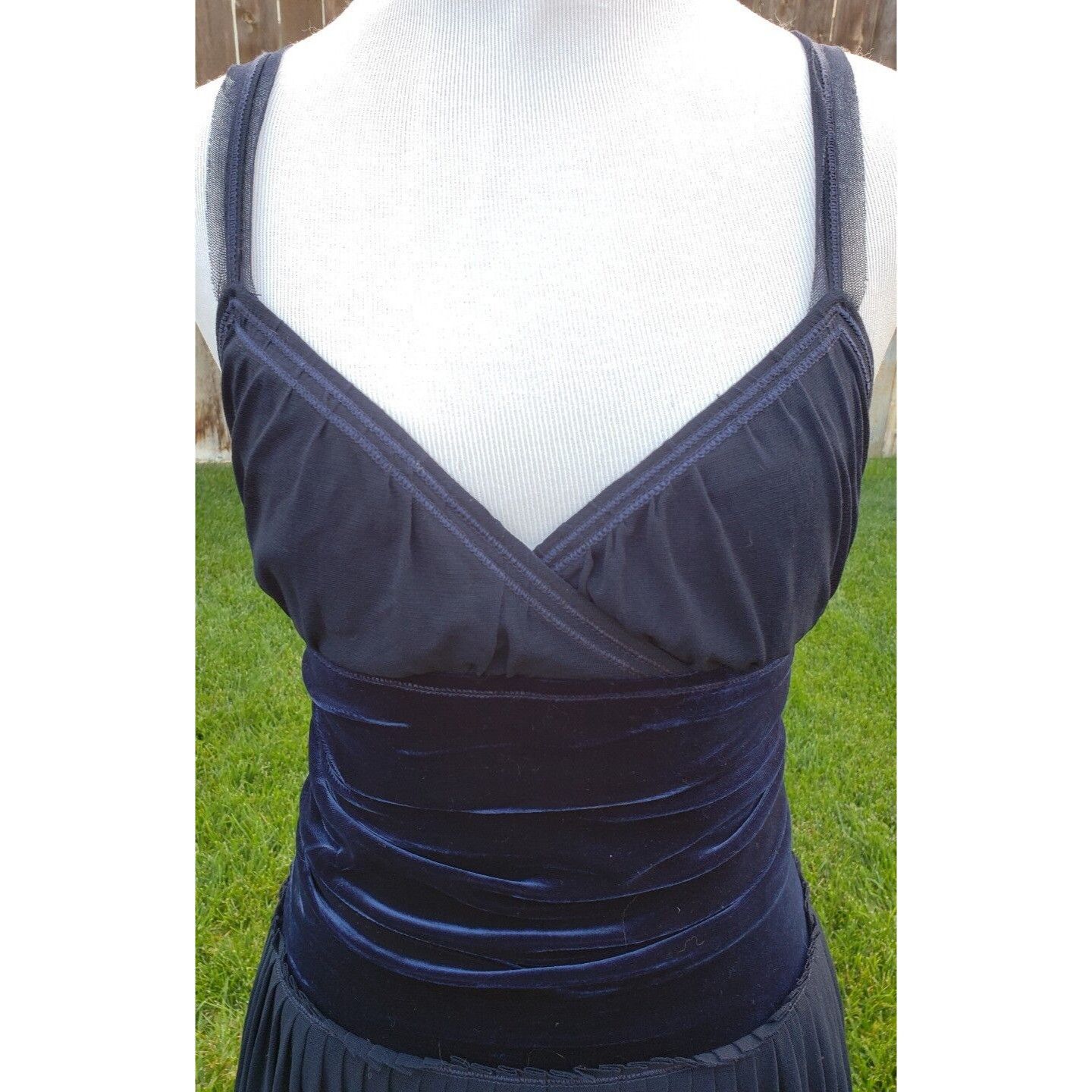 FUZZI Fuzzi Velvet Dress Womens 6 Blue Silk Chiffon Layered Italy Size S / US 4 / IT 40 - 8 Thumbnail