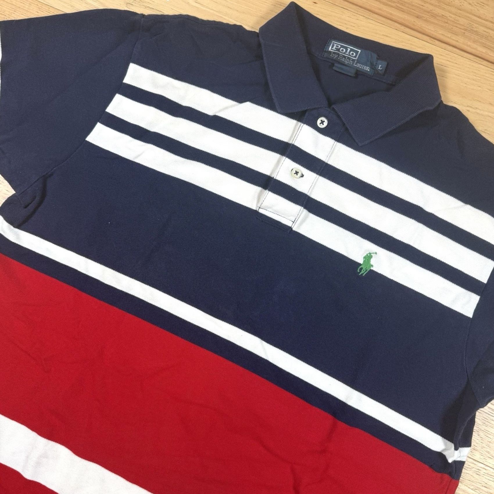 Ralph Lauren VINTAGE Polo Ralph Lauren Polo Shirt Mens L Black Stripe Bear 90’s Bear Theme Green Striped Block Polo Bear 90s Mens L Size US L / EU 52-54 / 3 - 2 Thumbnail