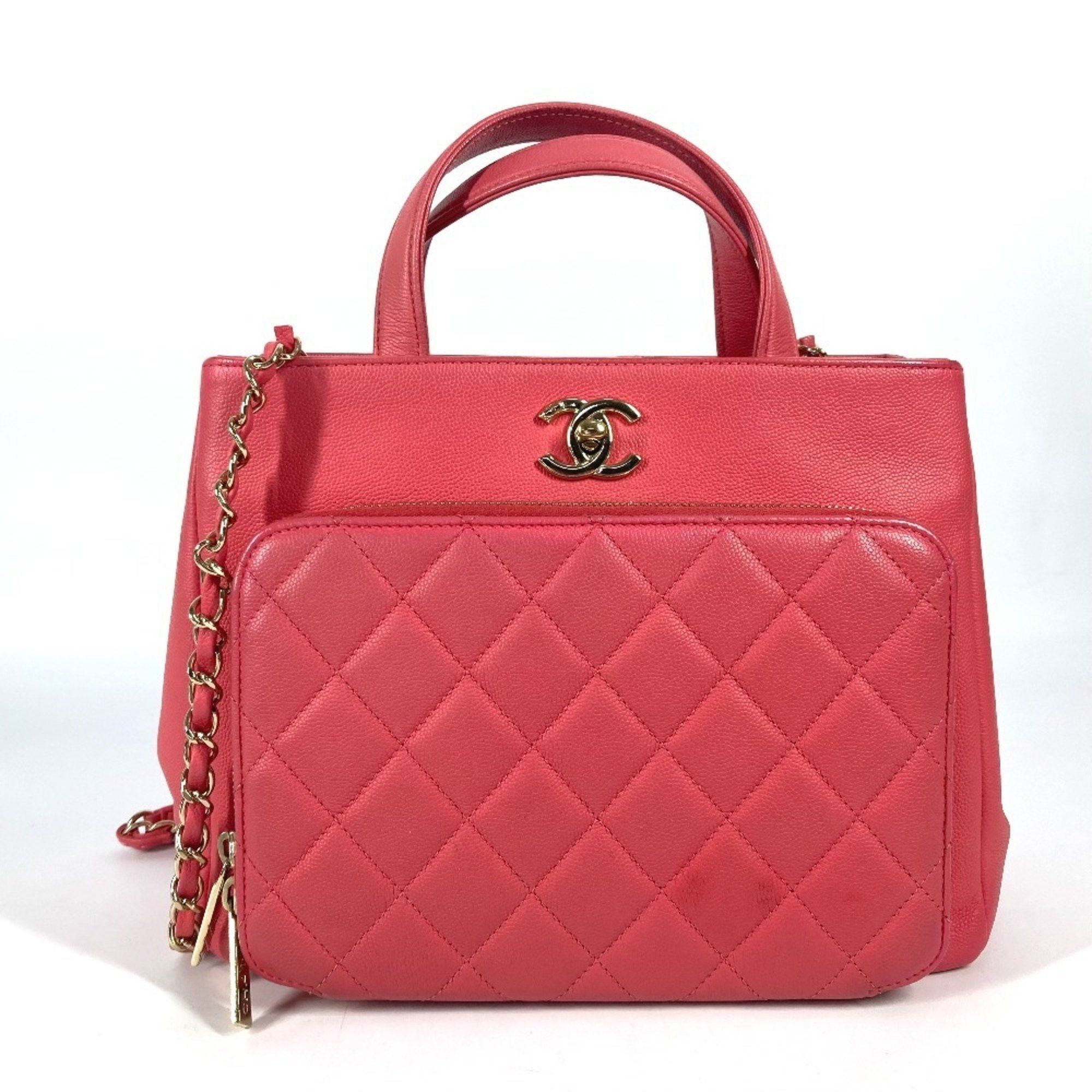 Chanel A93750 Crossbody Cc Coco Mark Matelasse Affinity Small Bag Tote Chain 2Way Shoulder Caviar Skin Women's Pink