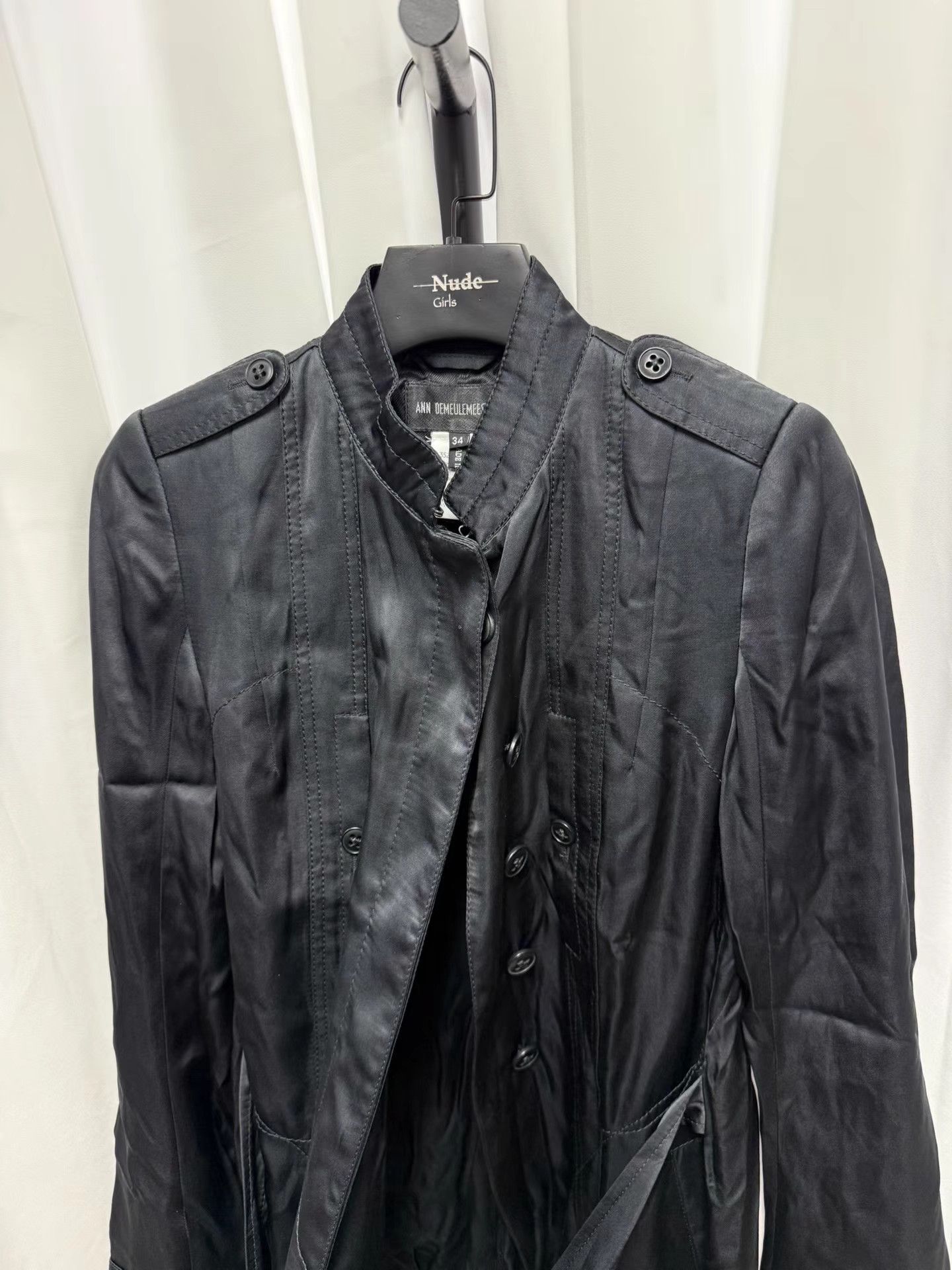 Ann Demeulemeester Ann Demeulemeester 100% Silk Stand Collar Court Coat K20 Size XXS / US 00 / IT 34 - 4 Thumbnail