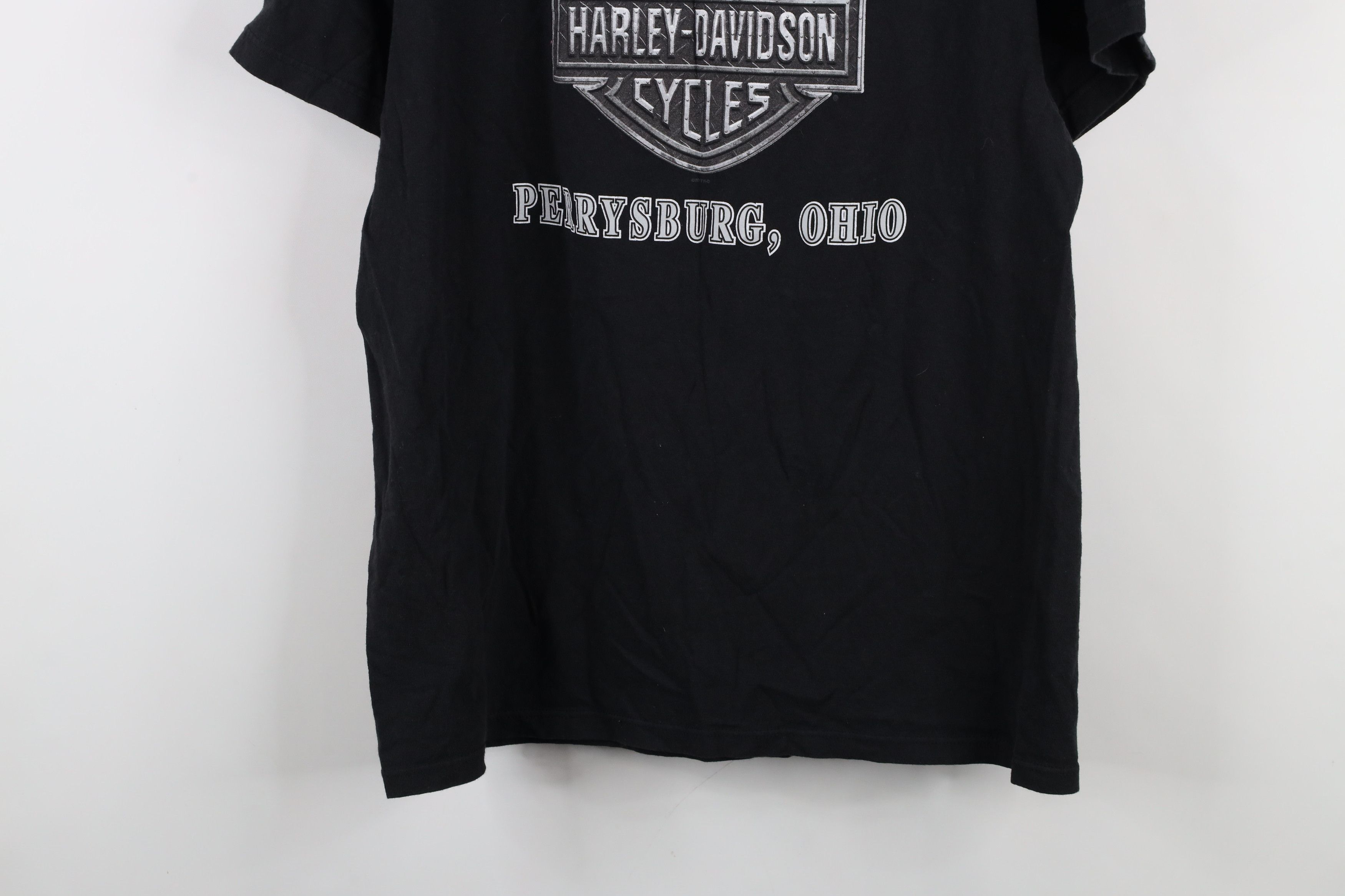 Harley Davidson × Vintage Vintage Y2K Harley Davidson Spell Out Chalk T-Shirt Black Size US L / EU 52-54 / 3 - 14 Thumbnail