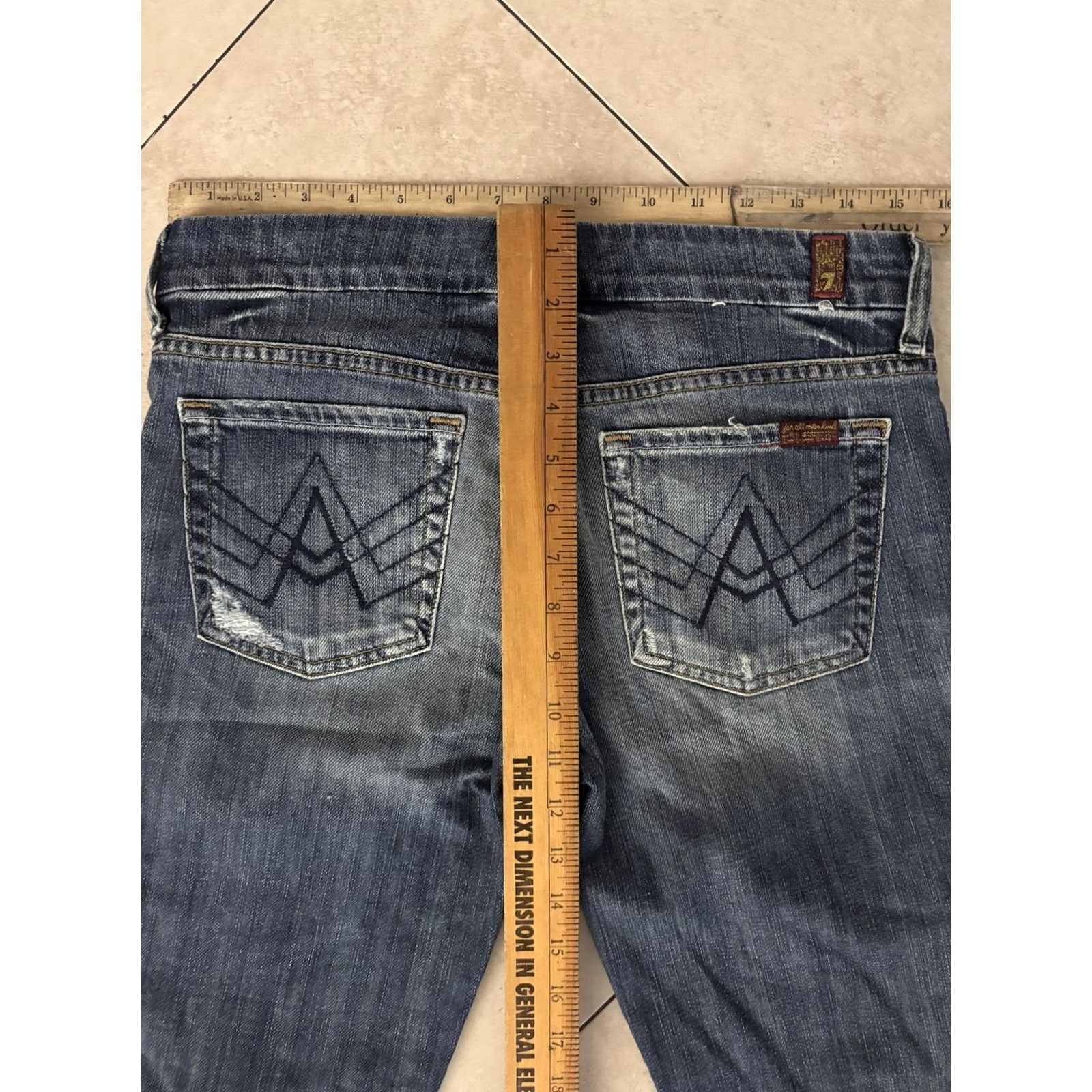 7 For All Mankind 7 For All Mankind Jeans Womens 28 Blue A Pocket Flare Distressed Denim Size 28" / US 6 / IT 42 - 7 Thumbnail