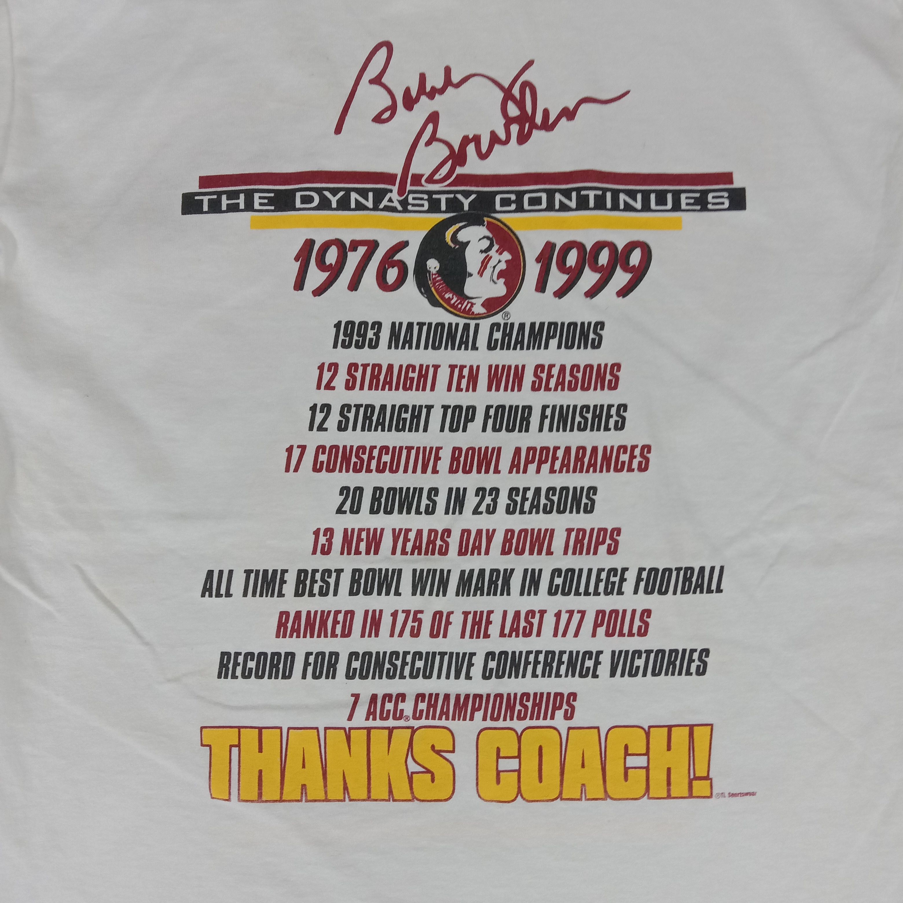 NFL × Vintage Boby Bowben 300 Victories Football Coach Tshirt Size US M / EU 48-50 / 2 - 8 Thumbnail