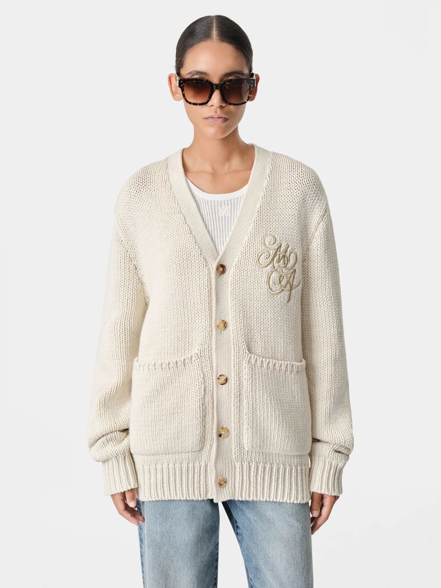 o1orln1025 MA Swirl Cardigan in Ivory