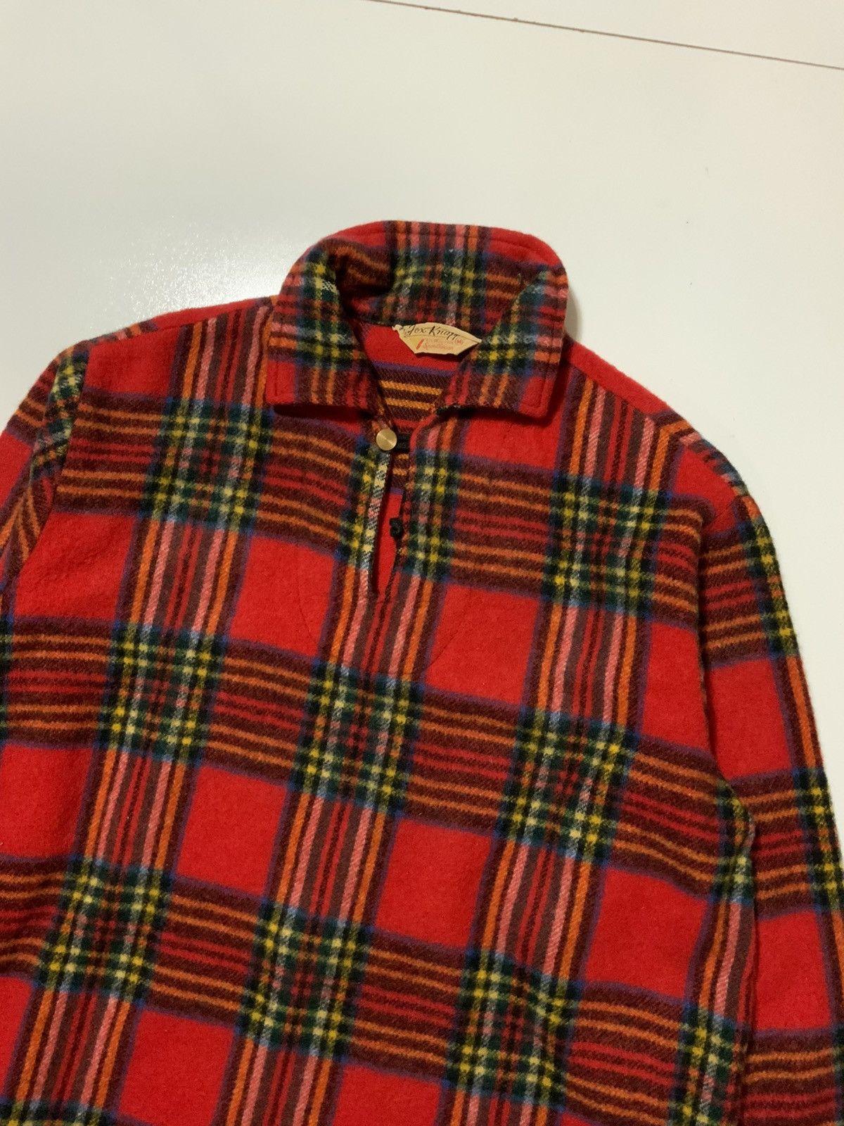 Vintage VTG 50s 60s Fox Knapp Wool Plaid Loop Collar Sweater Shirt Size US M / EU 48-50 / 2 - 3 Thumbnail