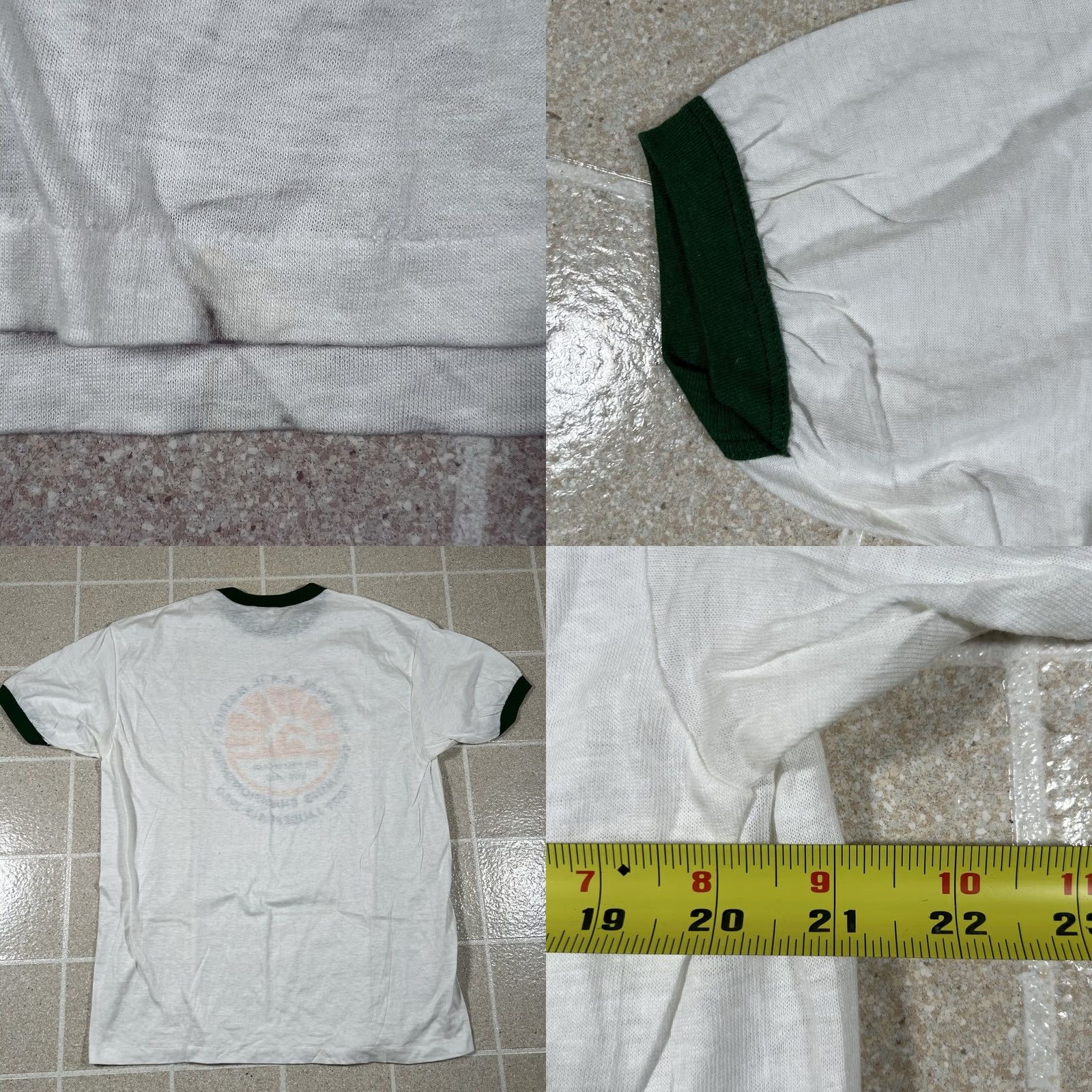 Hanes VINTAGE Hanes Masters Swimming Championship Ringer TShirt XL White Made in USA Mens Size US XL / EU 56 / 4 - 8 Thumbnail